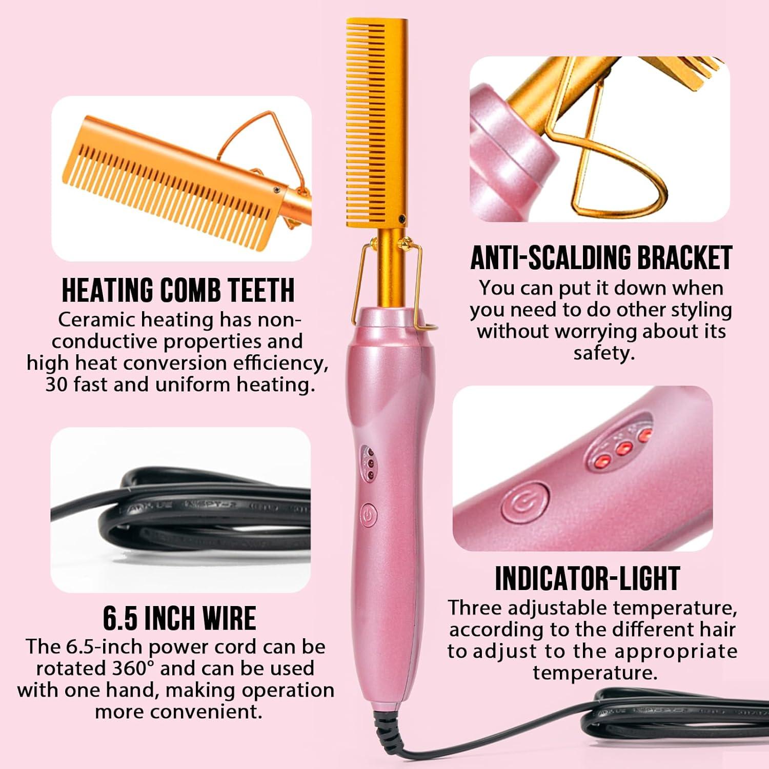 Plancha de Pelo Eléctrica Goiple con Peine Caliente 19.8cm