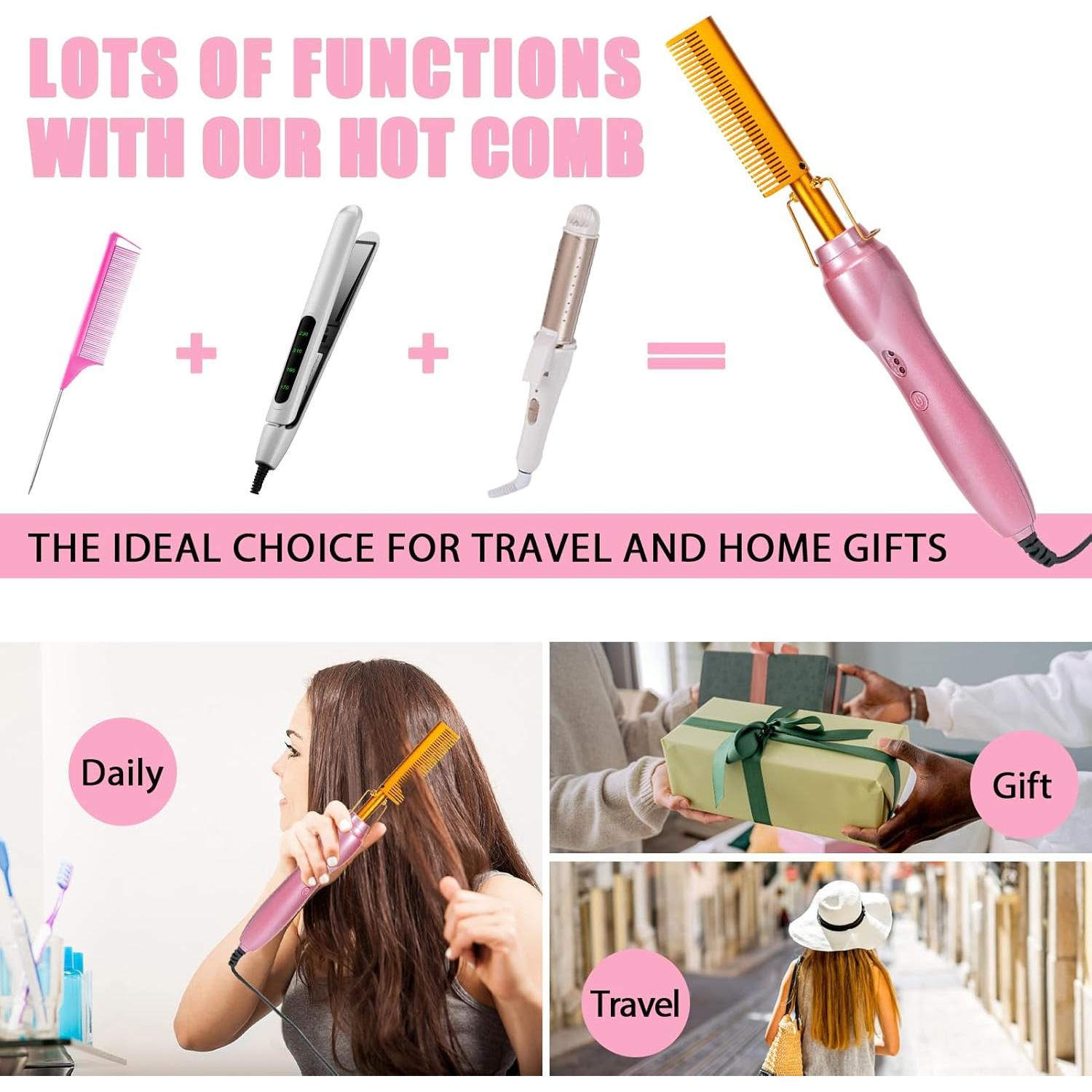 Plancha de Pelo Eléctrica Goiple con Peine Caliente 19.8cm