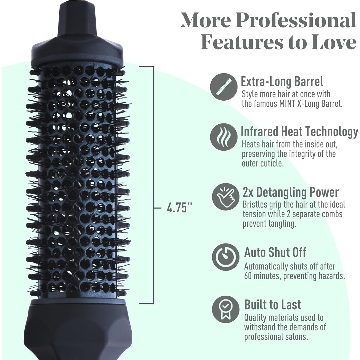 Cepillo Térmico MINT Extra Largo 4 cm 230-430°C Cerámica