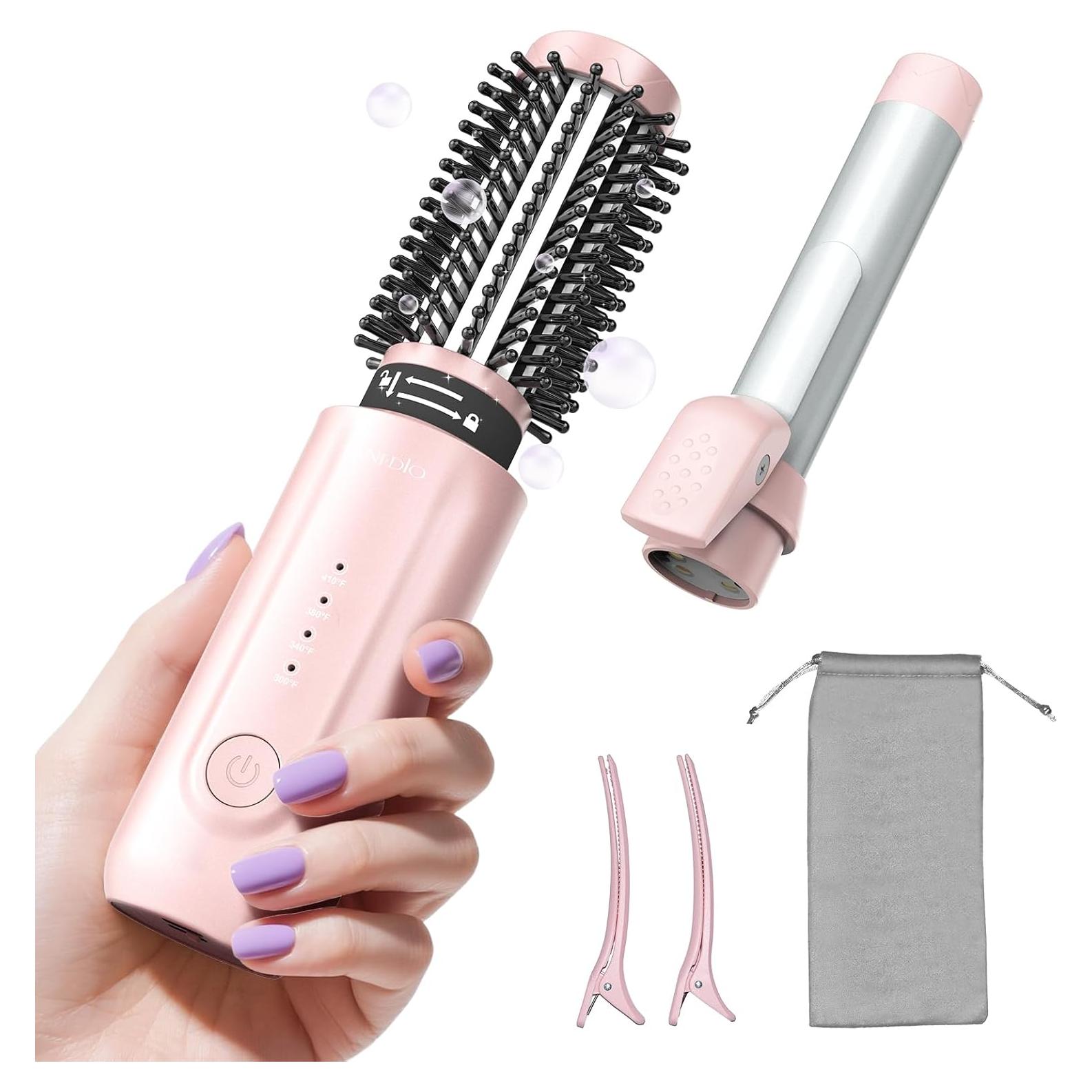 Cepillo Rizador Inalámbrico AI·DIO 2 en 1 Rosa, 200 Millones Iones