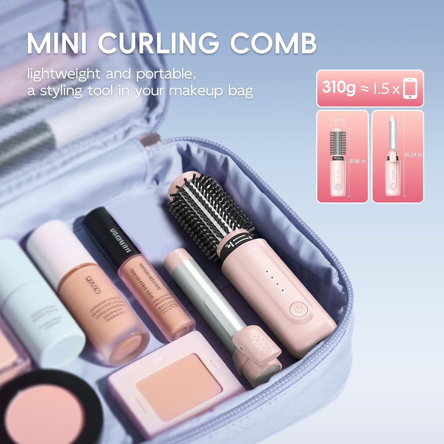 Cepillo Rizador Inalámbrico AI·DIO 2 en 1 Rosa, 200 Millones Iones