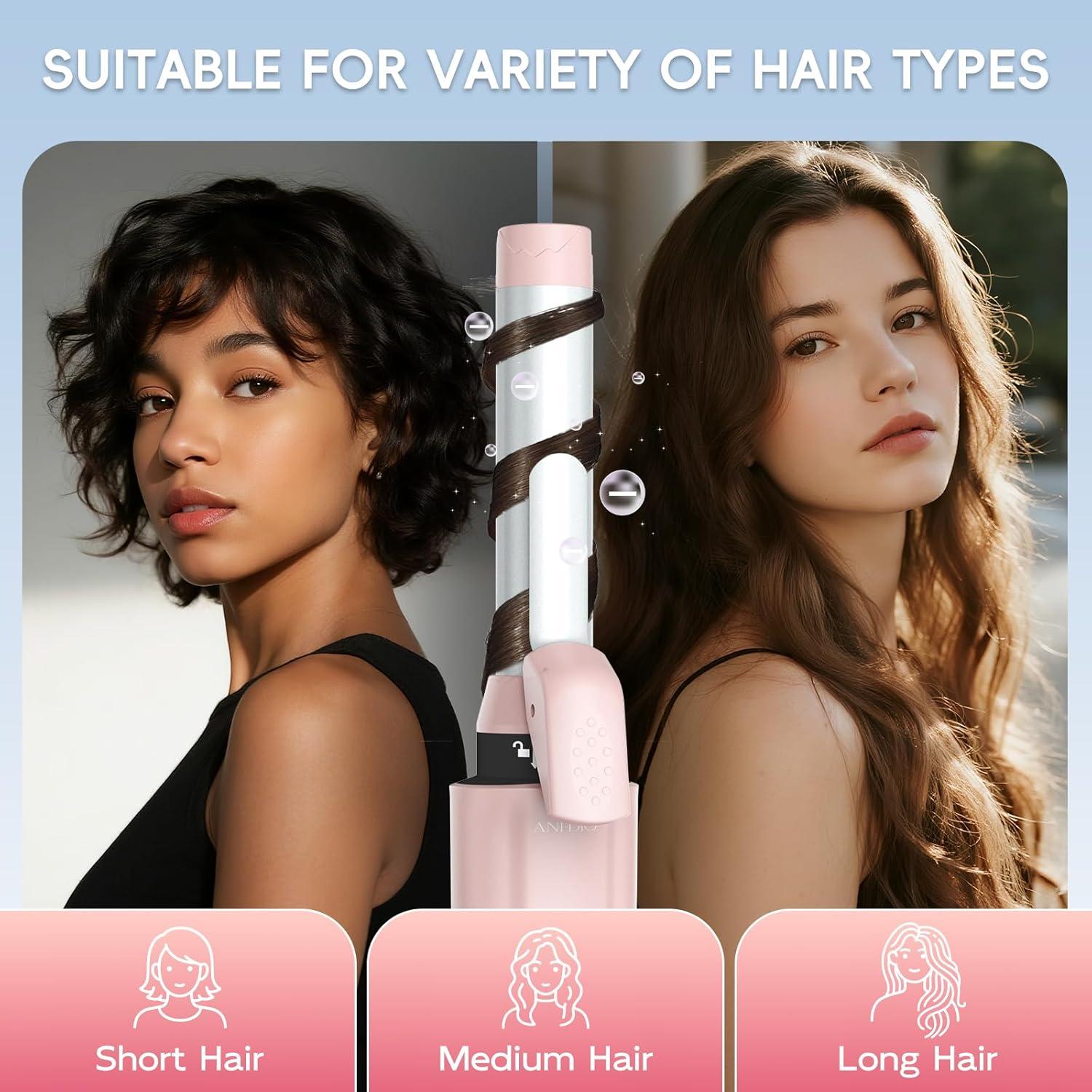 Cepillo Rizador Inalámbrico AI·DIO 2 en 1 Rosa, 200 Millones Iones