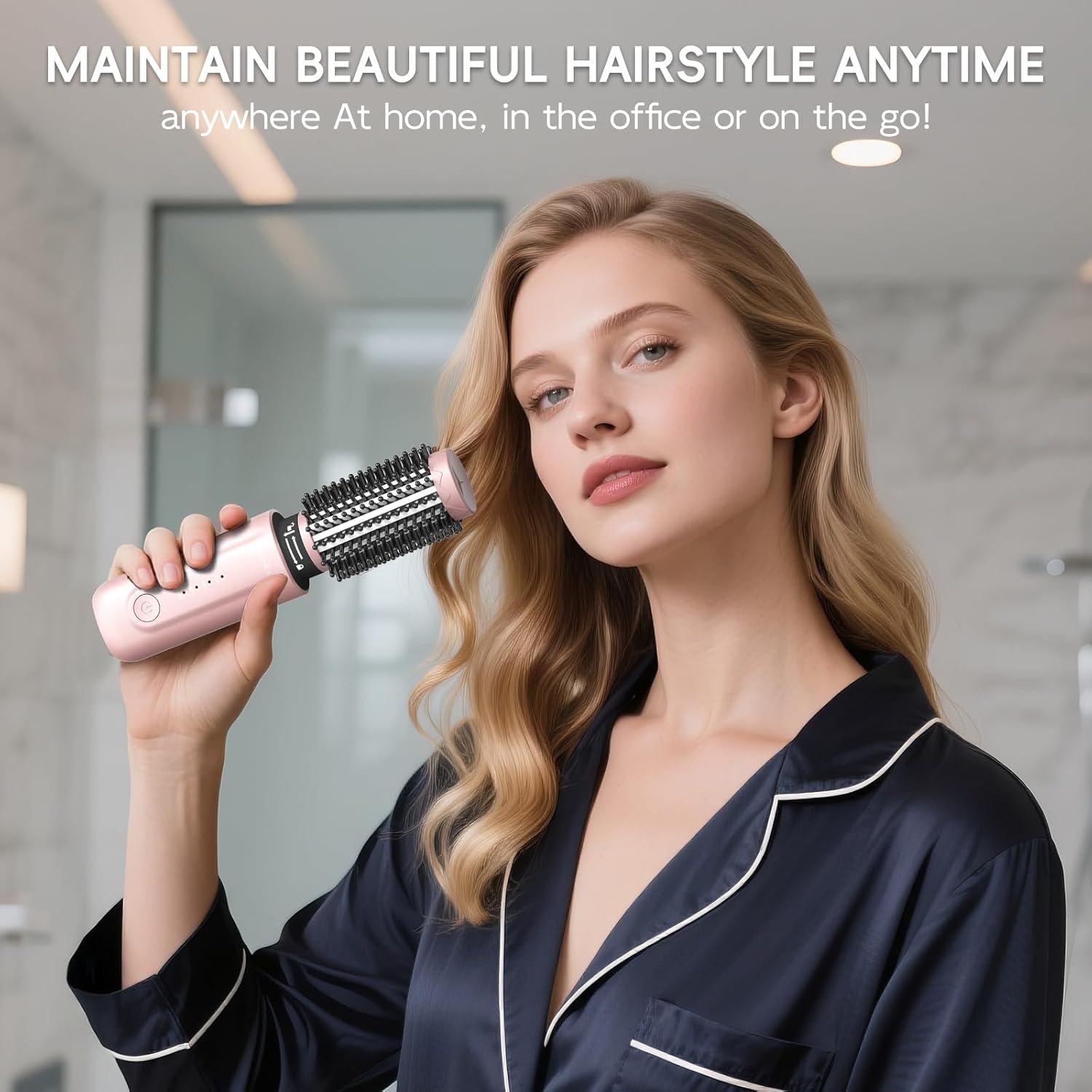 Cepillo Rizador Inalámbrico AI·DIO 2 en 1 Rosa, 200 Millones Iones