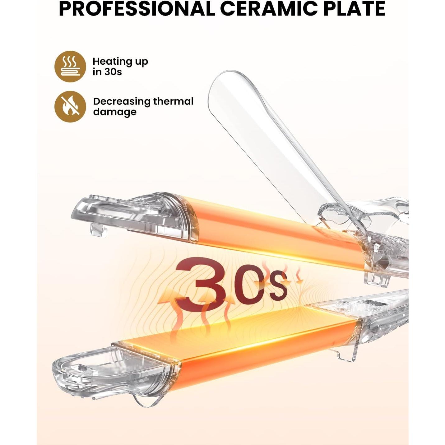 Plancha de Cabello 2-en-1 AmoVee Doble Voltaje 1 Pulgada Negro