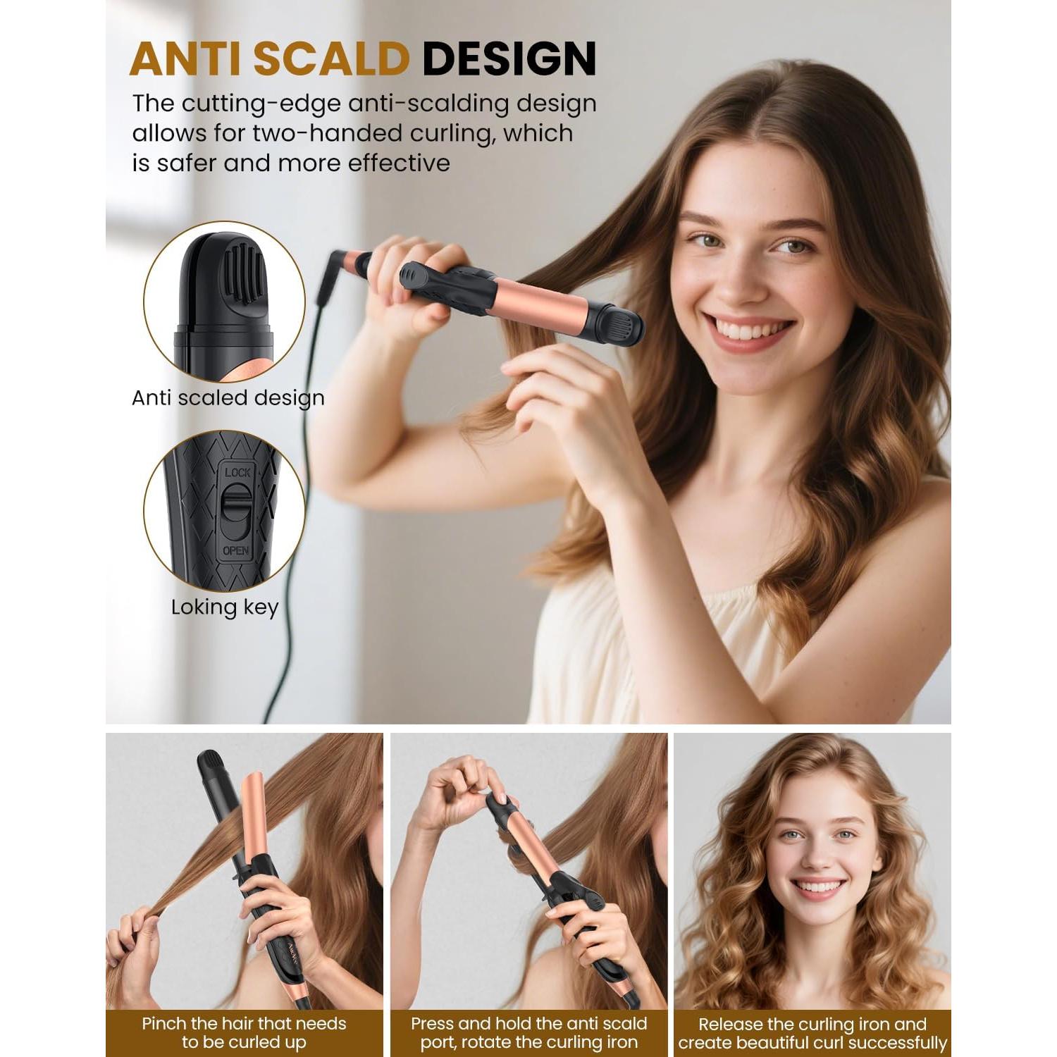 Plancha de Cabello 2-en-1 AmoVee Doble Voltaje 1 Pulgada Negro