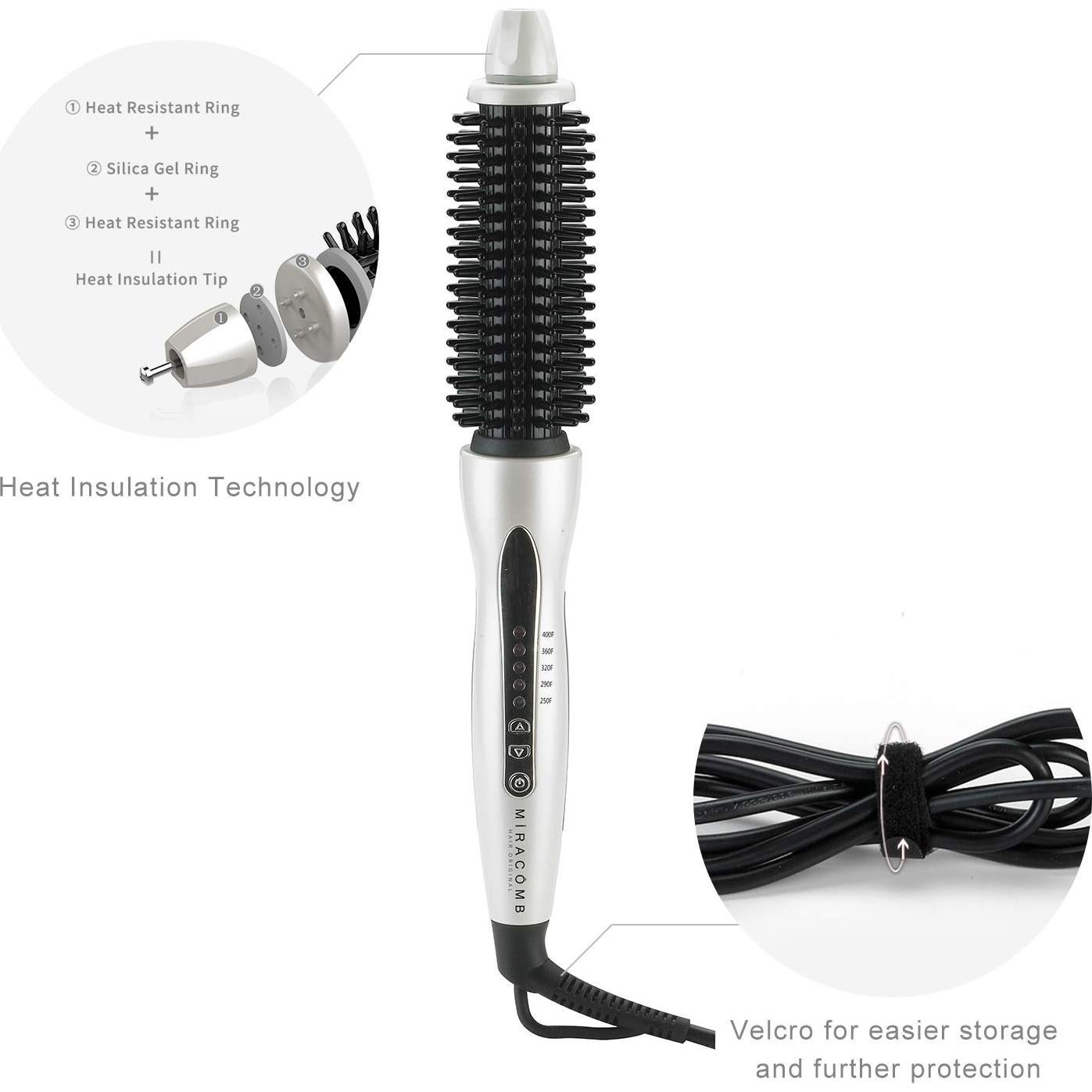 Cepillo Alisador y Rizador Cerámico MIRACOMB 1" 5 Temperaturas