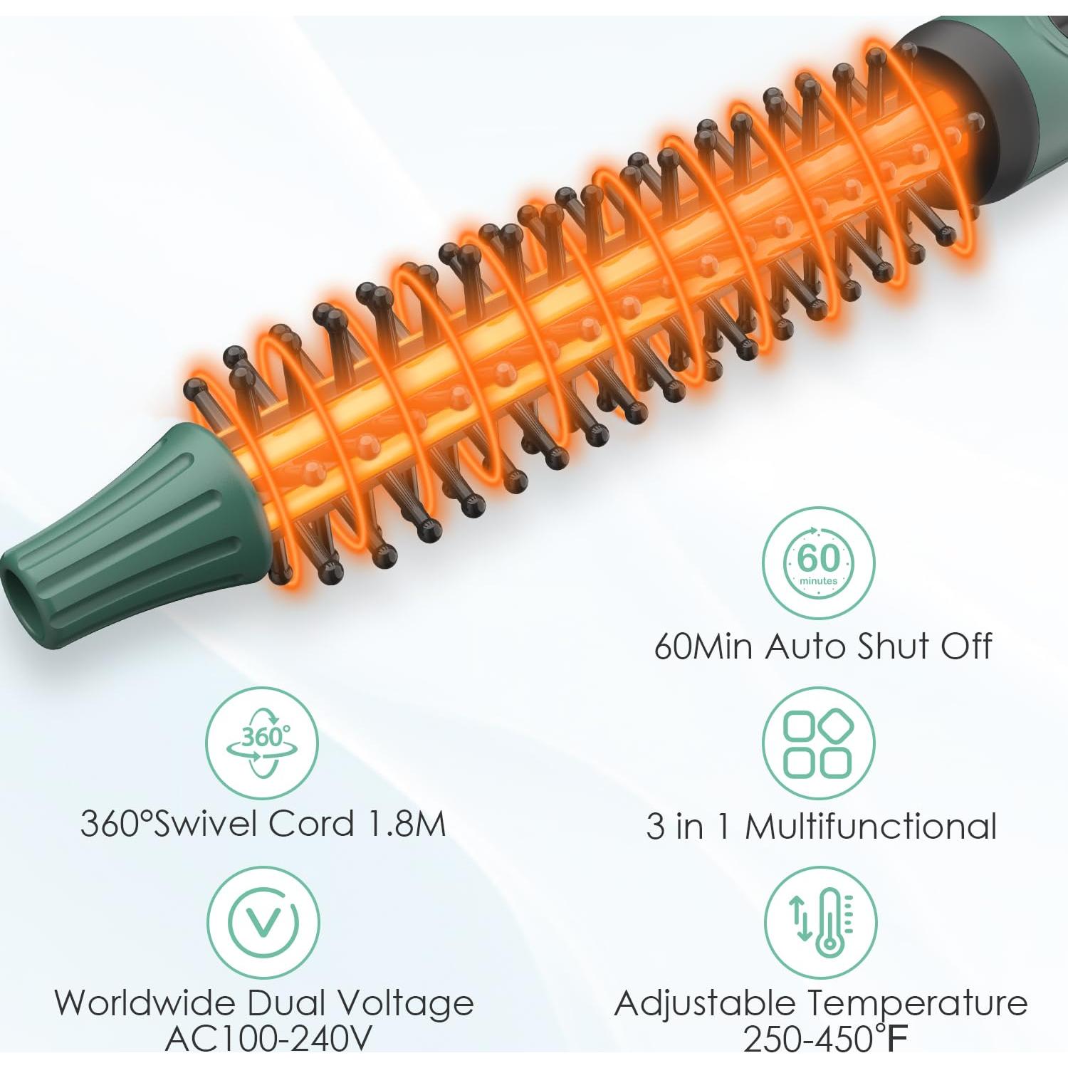 Cepillo Redondo Calentado BANGMENG 0.35" Cerámica Turmalina