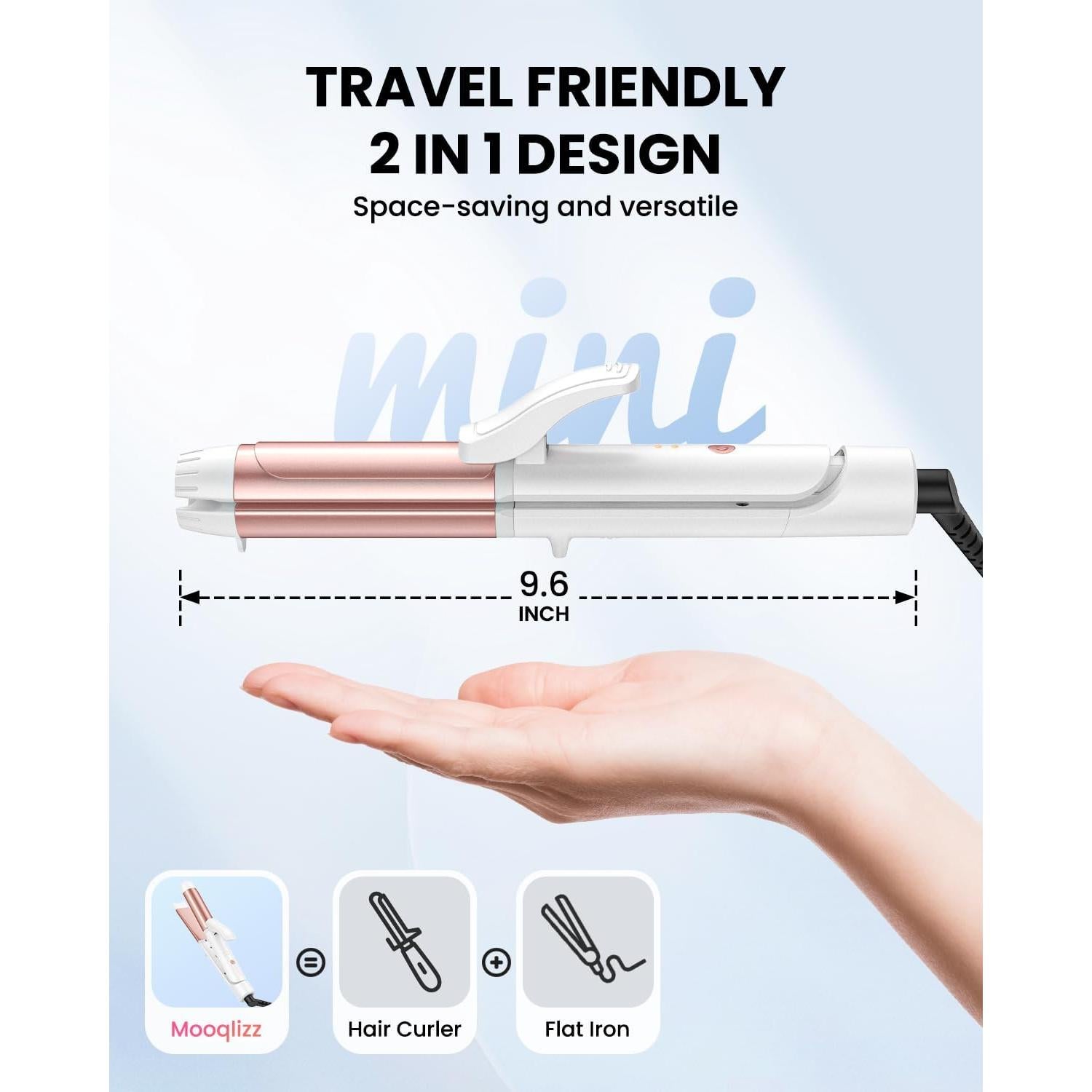 Plancha de Rizos Dual Mooqlizz Mini 26.9 cm Cerámica Ajustable