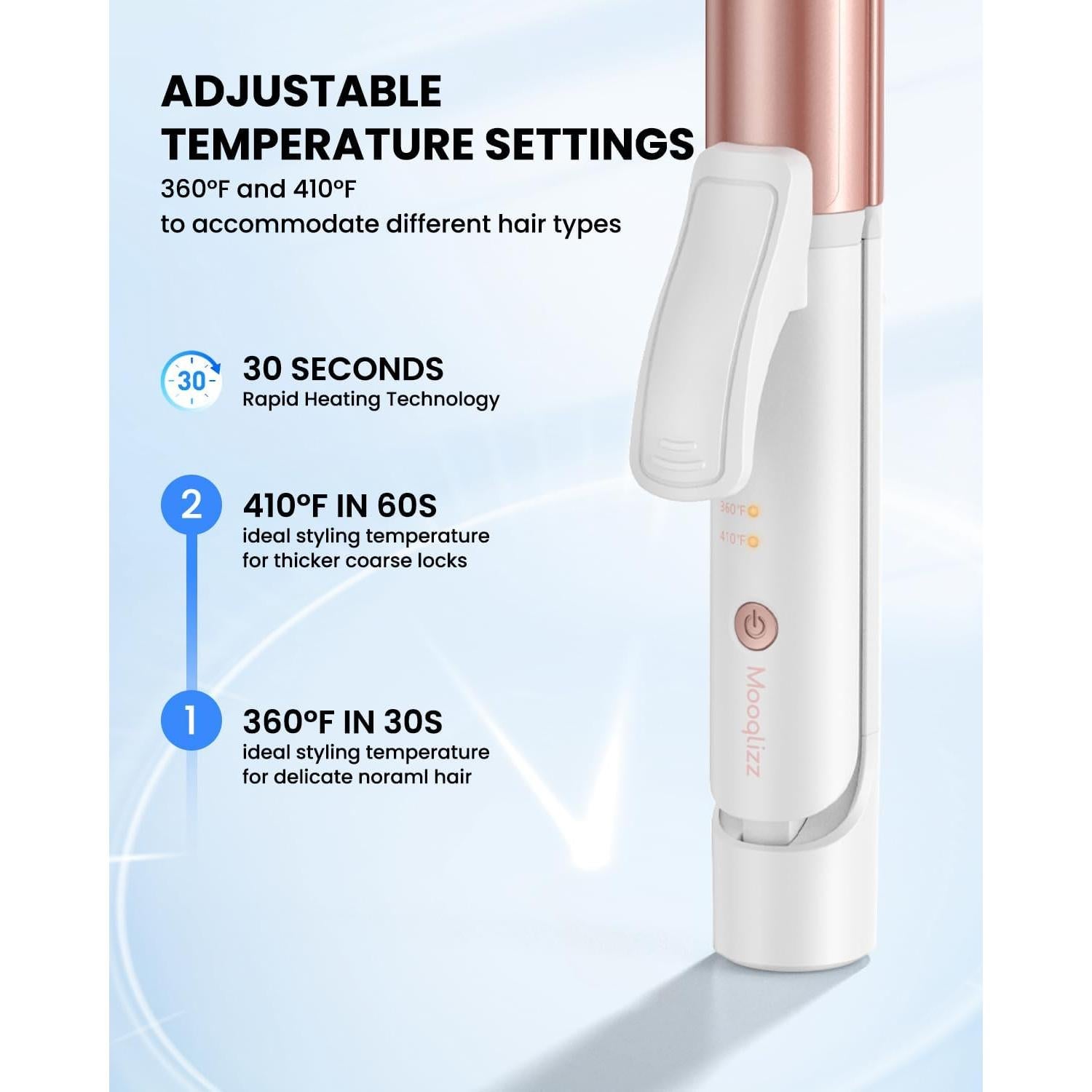 Plancha de Rizos Dual Mooqlizz Mini 26.9 cm Cerámica Ajustable