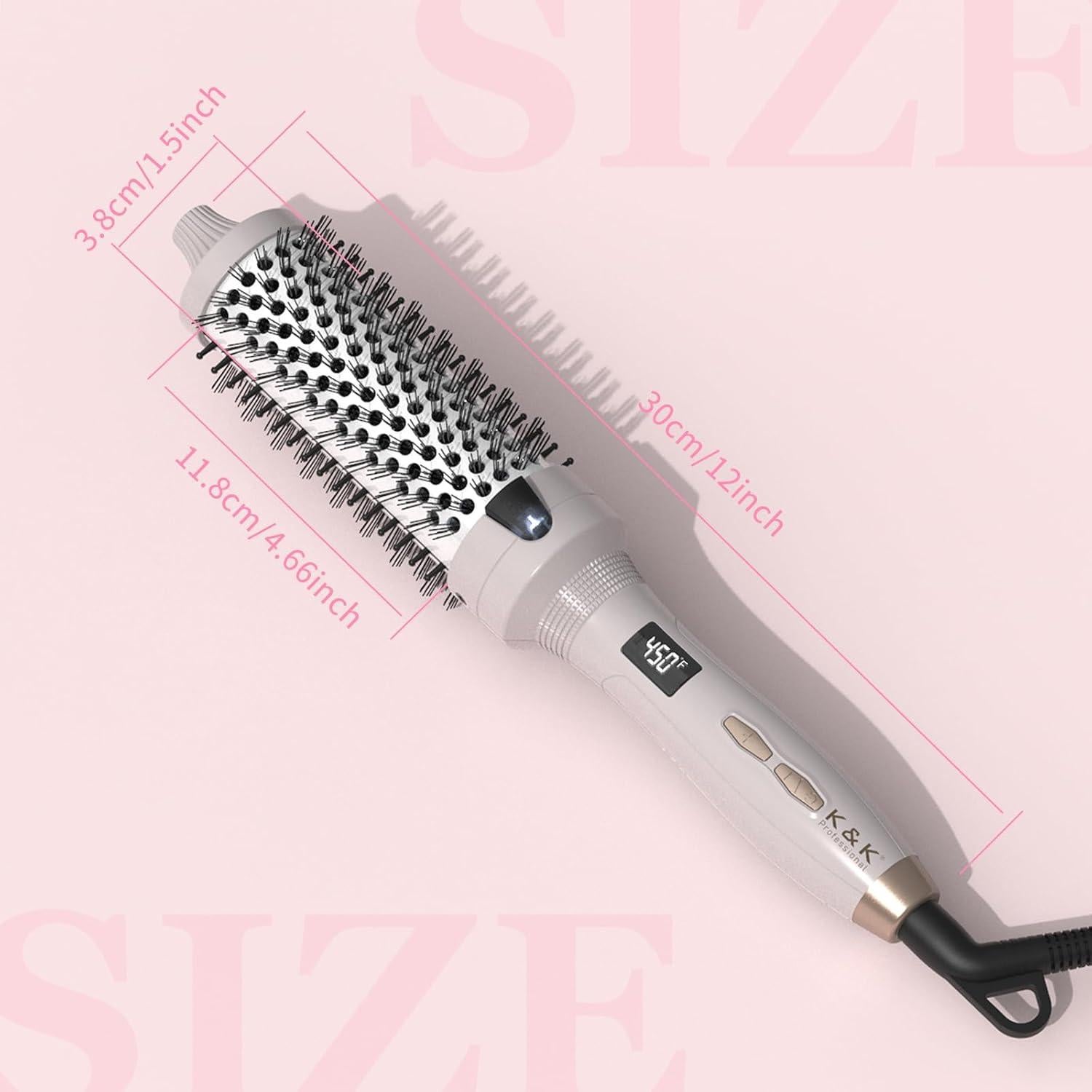 Cepillo Térmico K&K 3.81 cm Cerámica Turmalina Iónica