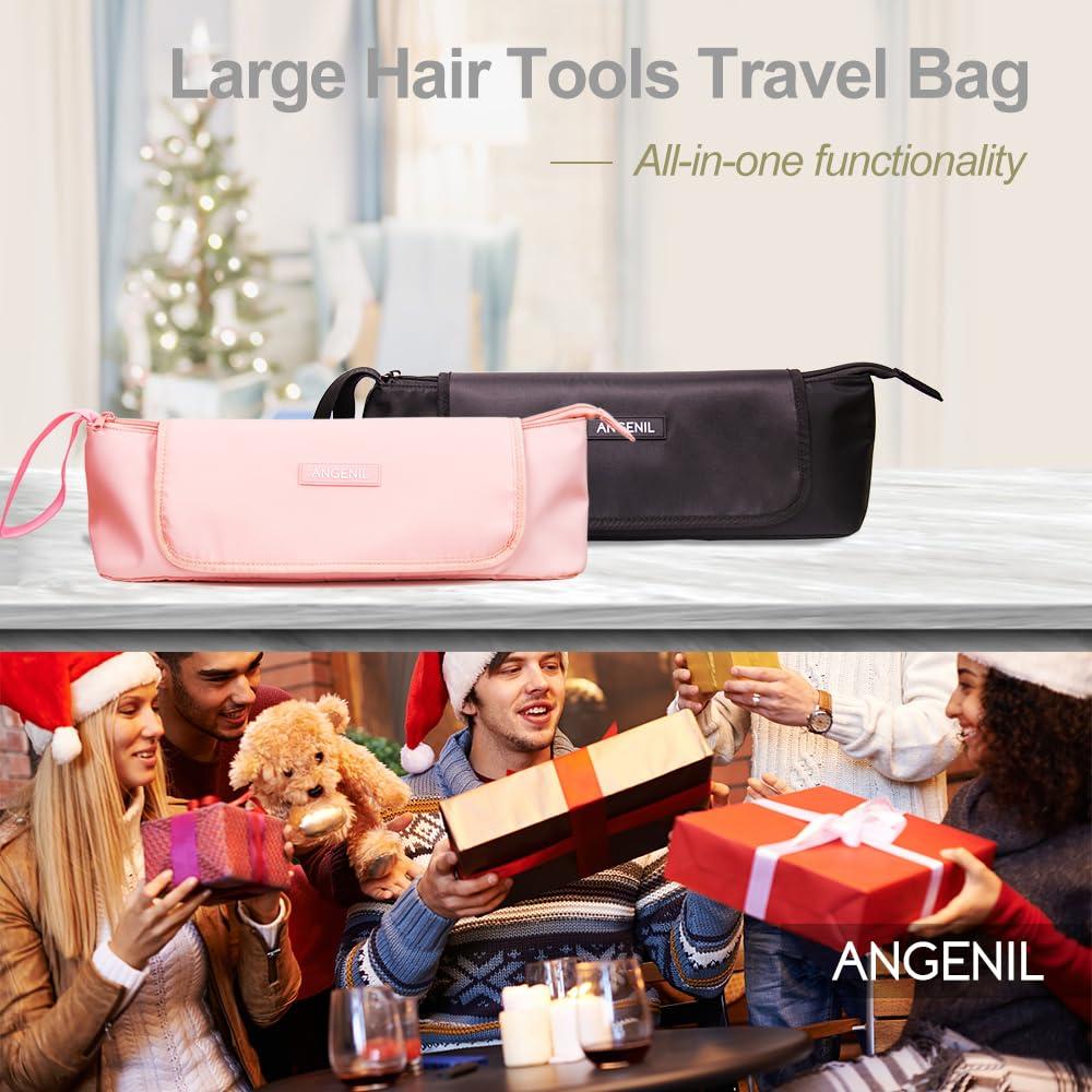 Bolsa de Viaje Angenil para Herramientas de Pelo Rosa 2 en 1