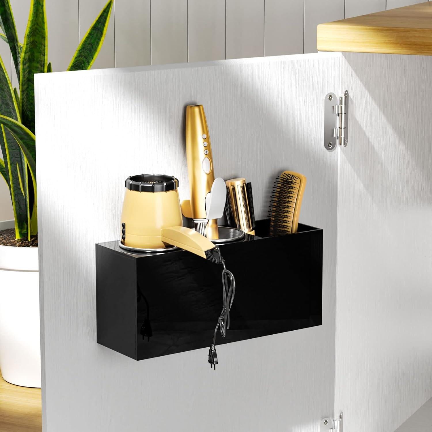 Soporte para Secador de Pelo NIUBEE Negro, Organizador de Baño