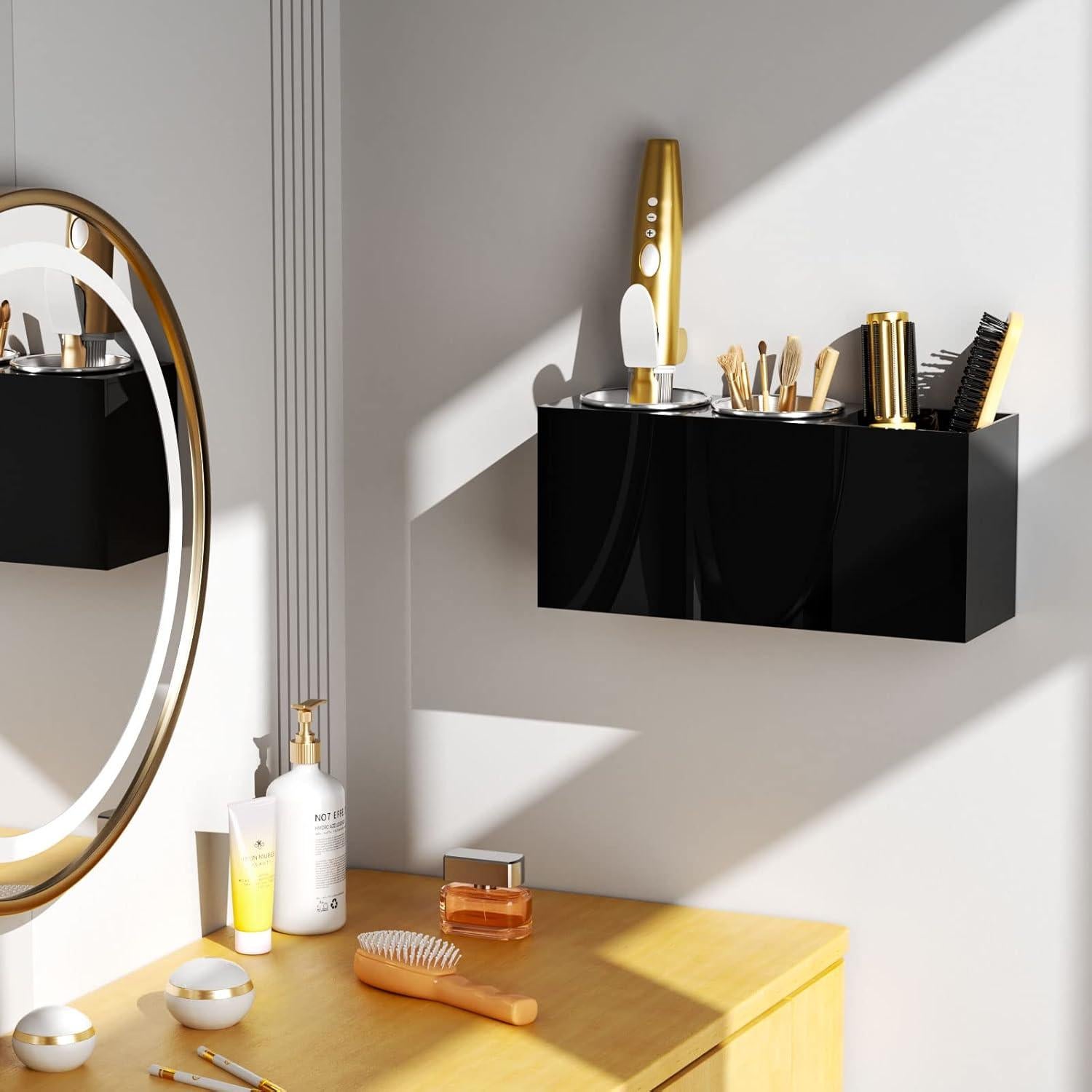 Soporte para Secador de Pelo NIUBEE Negro, Organizador de Baño