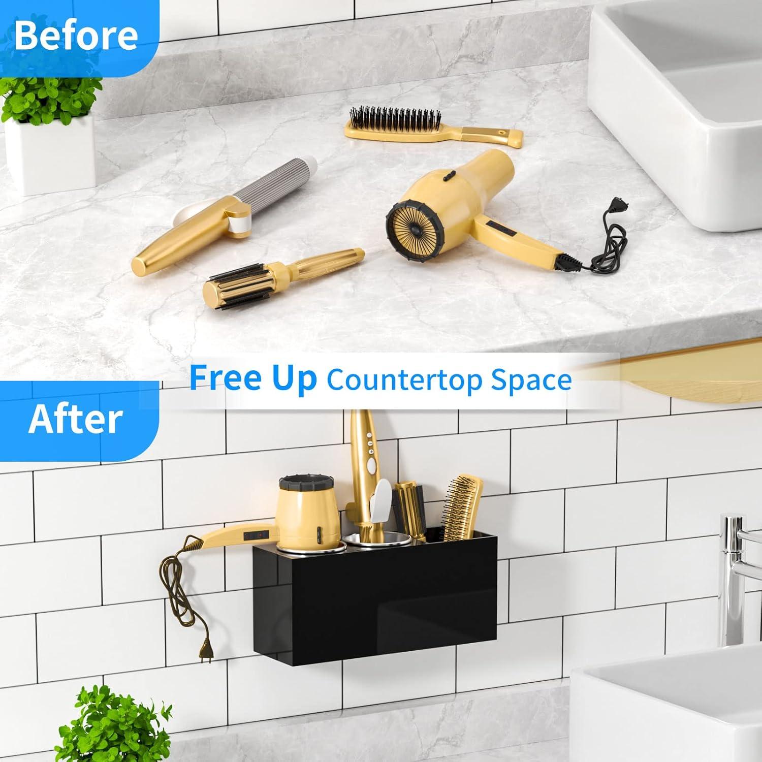 Soporte para Secador de Pelo NIUBEE Negro, Organizador de Baño