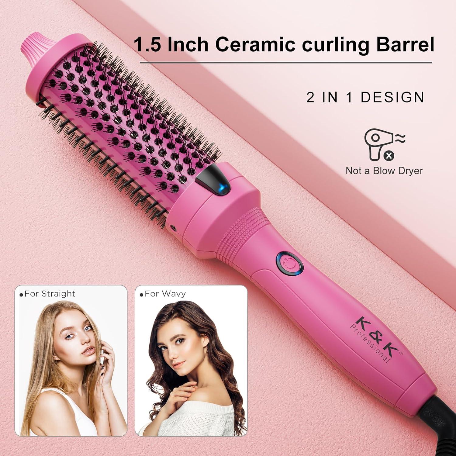 Cepillo Térmico K&K 1.5" (3.81 cm) Iónico Rosa Cerámica