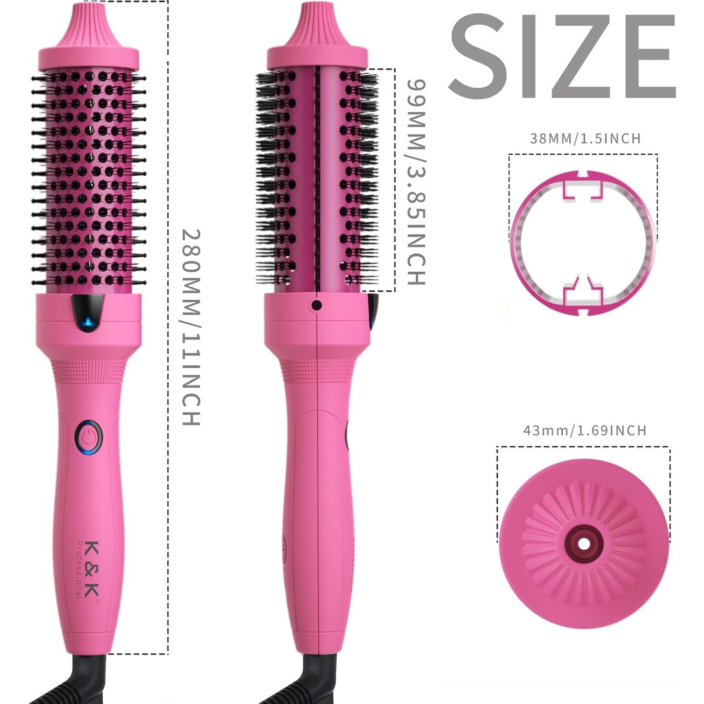 Cepillo Térmico K&K 1.5" (3.81 cm) Iónico Rosa Cerámica