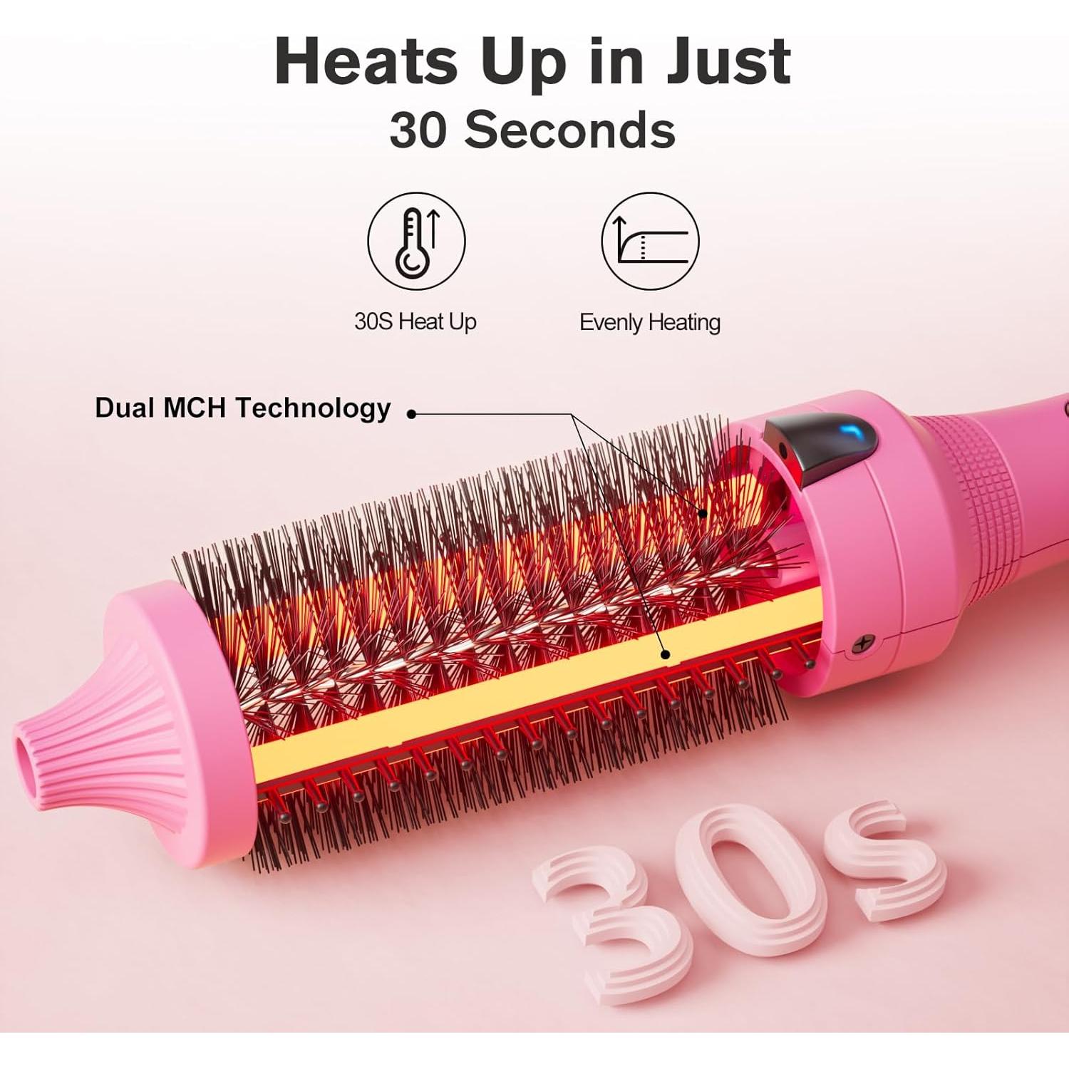 Cepillo Térmico K&K 1.5" (3.81 cm) Iónico Rosa Cerámica