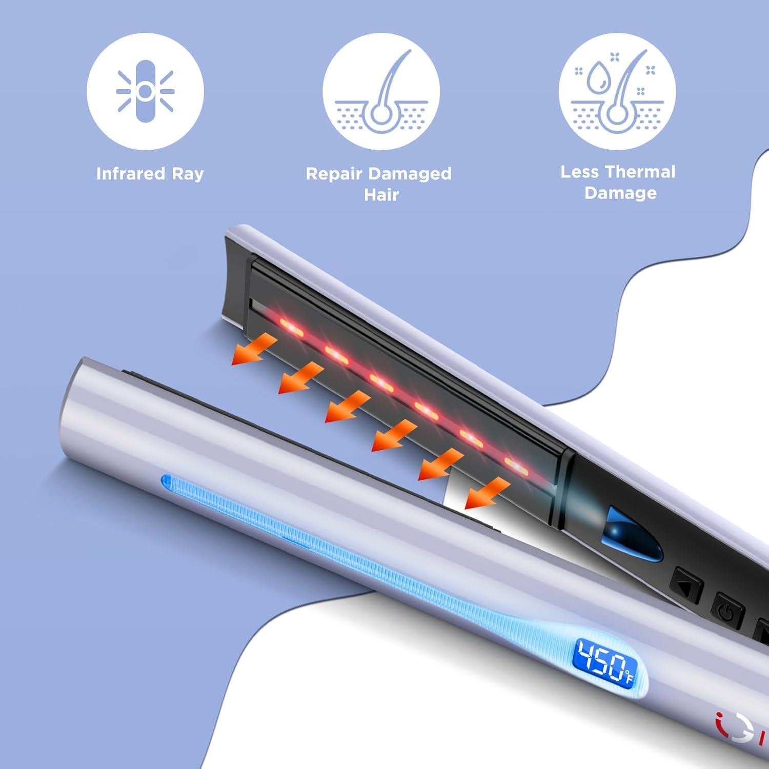 Plancha y Rizador de Pelo IG INGLAM Titanio 1" Infrarrojo 11 Temperaturas
