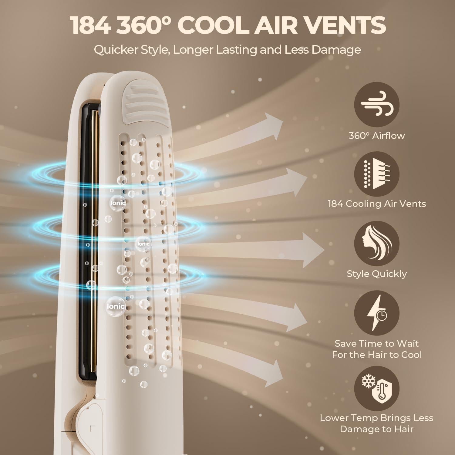 Plancha y Rizador 2-en-1 MiroPure, Cerámica Titanio, 360°