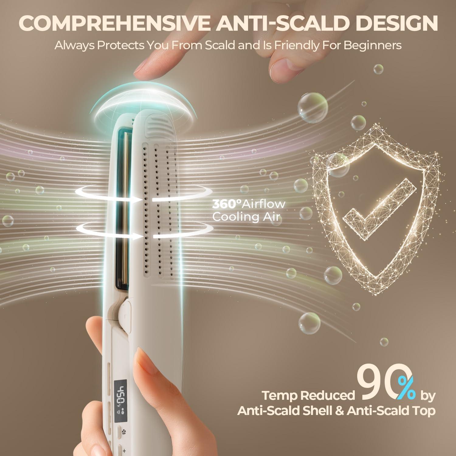 Plancha y Rizador 2-en-1 MiroPure, Cerámica Titanio, 360°