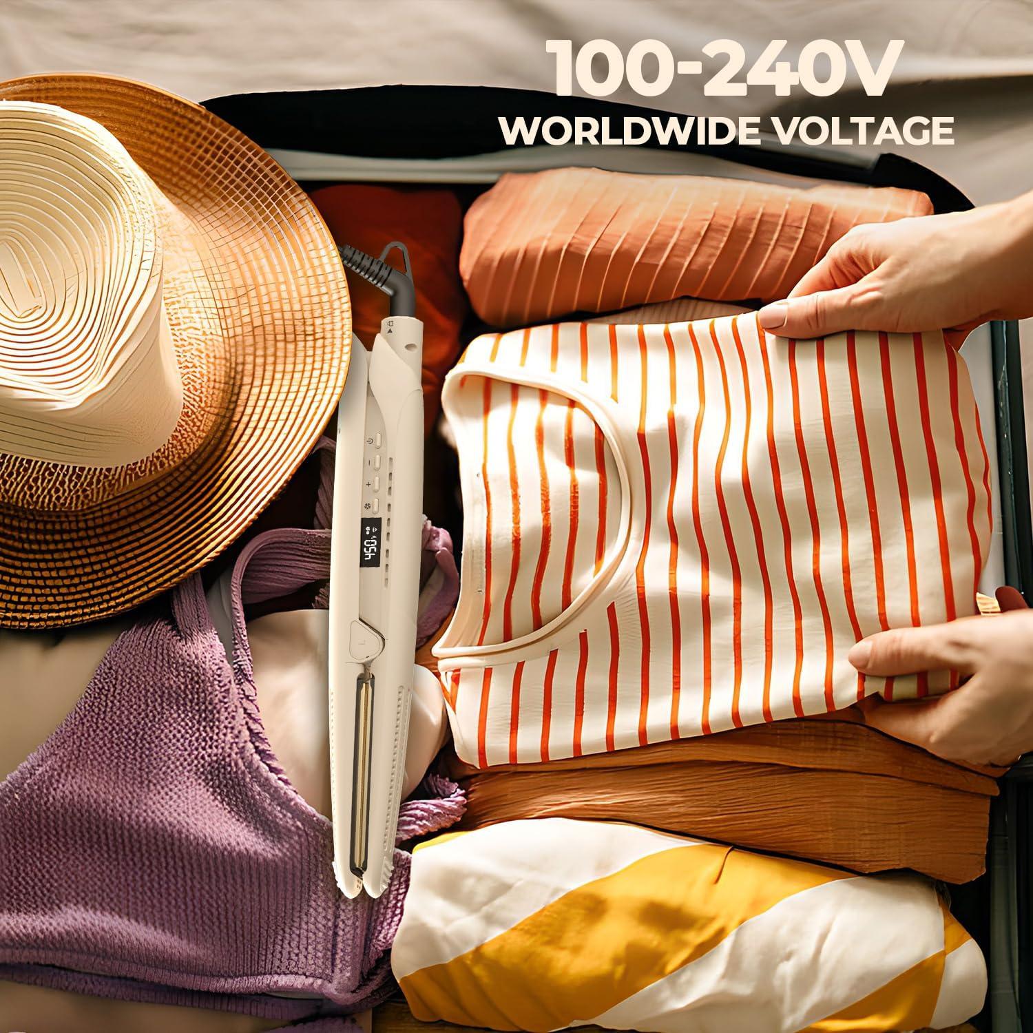 Plancha y Rizador 2-en-1 MiroPure, Cerámica Titanio, 360°