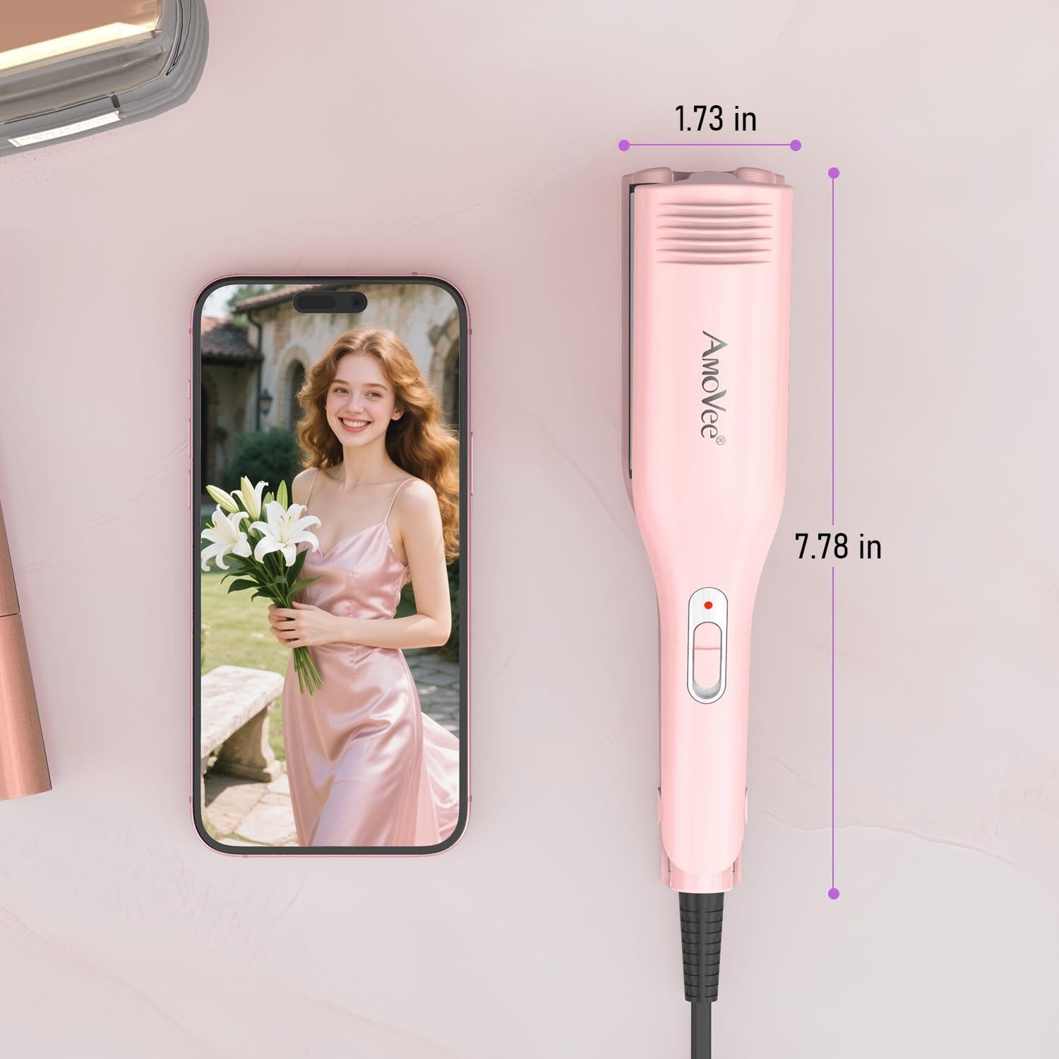 Rizador de Cabello AmoVee 3 Barriles Cerámica 1.5 cm Doble Voltaje