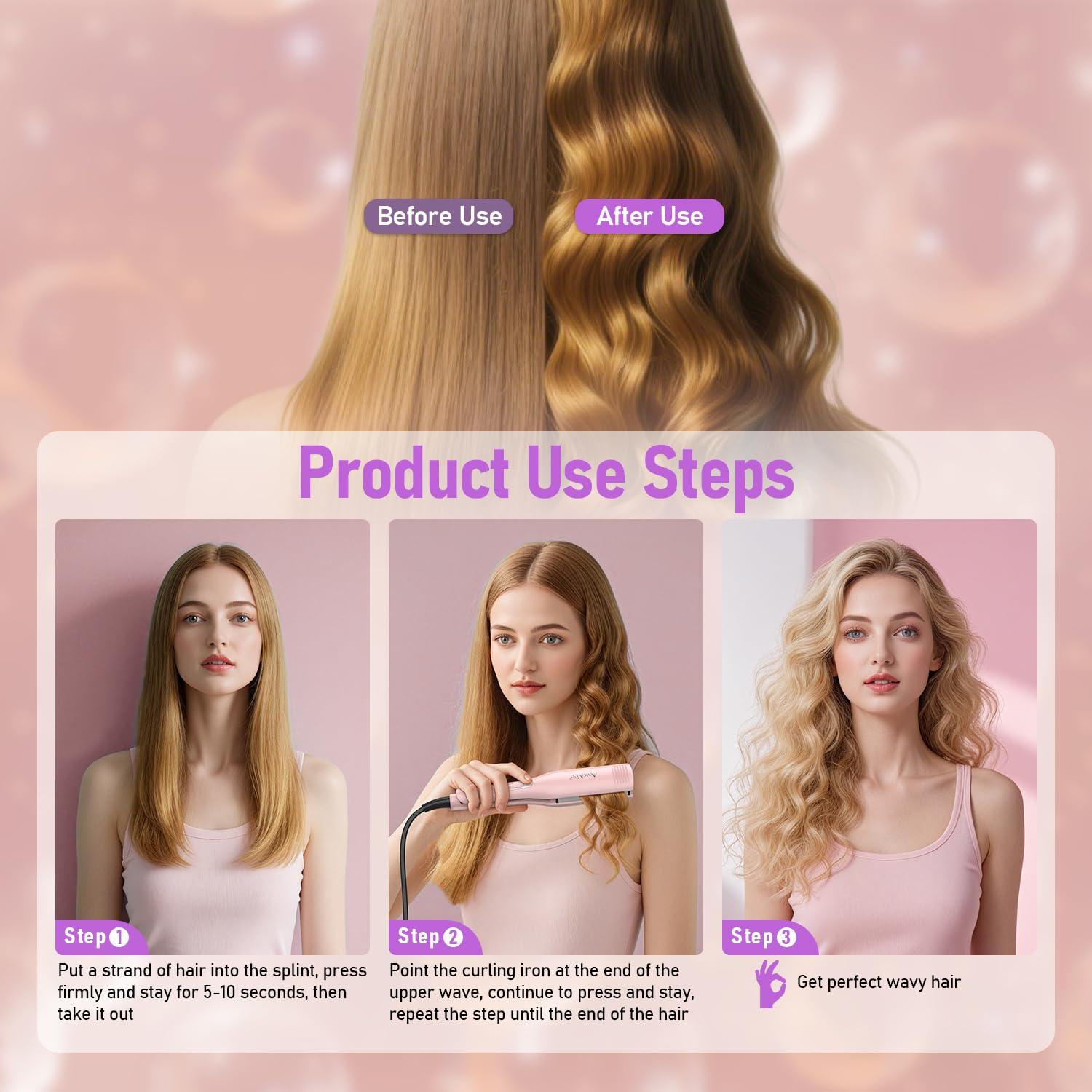 Rizador de Cabello AmoVee 3 Barriles Cerámica 1.5 cm Doble Voltaje