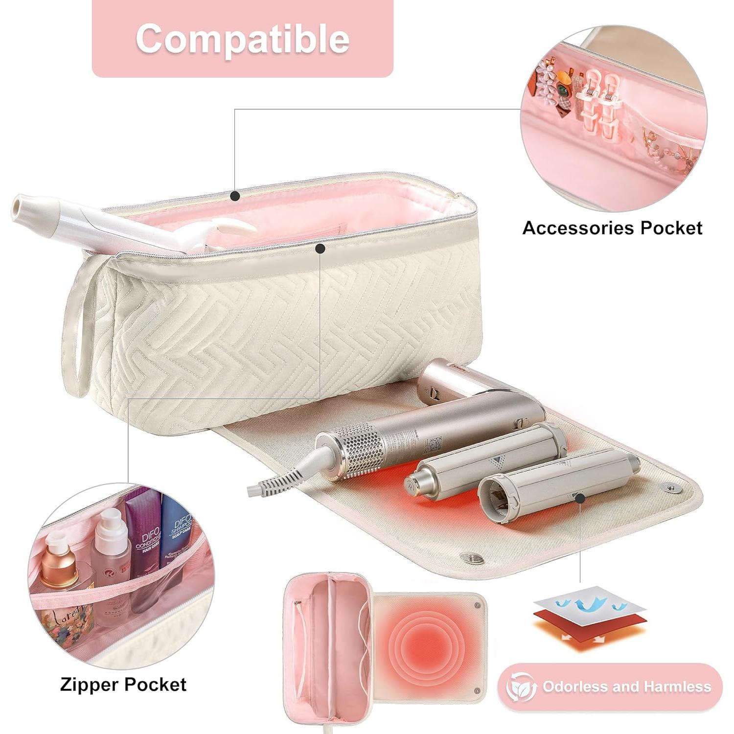 Bolsa de Viaje Leudes Hair Tools Beige con Alfombrilla Calor