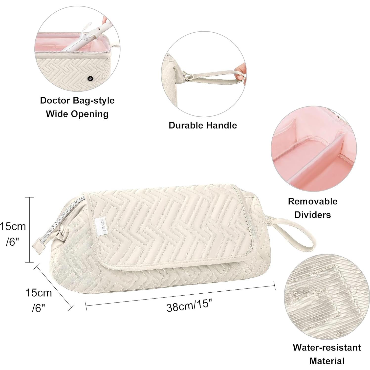 Bolsa de Viaje Leudes Hair Tools Beige con Alfombrilla Calor