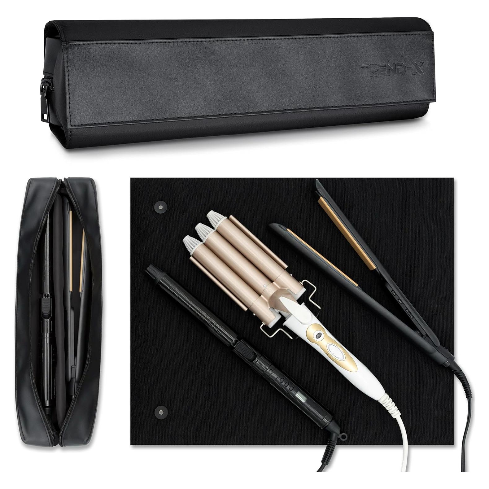 Organizador de Herramientas de Estilizado TREND-X - Bolsa de Viaje con Alfombrilla Resistente al Calor
