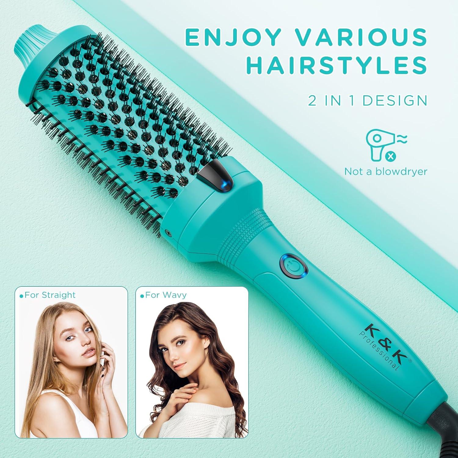 Cepillo Térmico K&K 1.75" Cerámica Iónica Verde Profesional