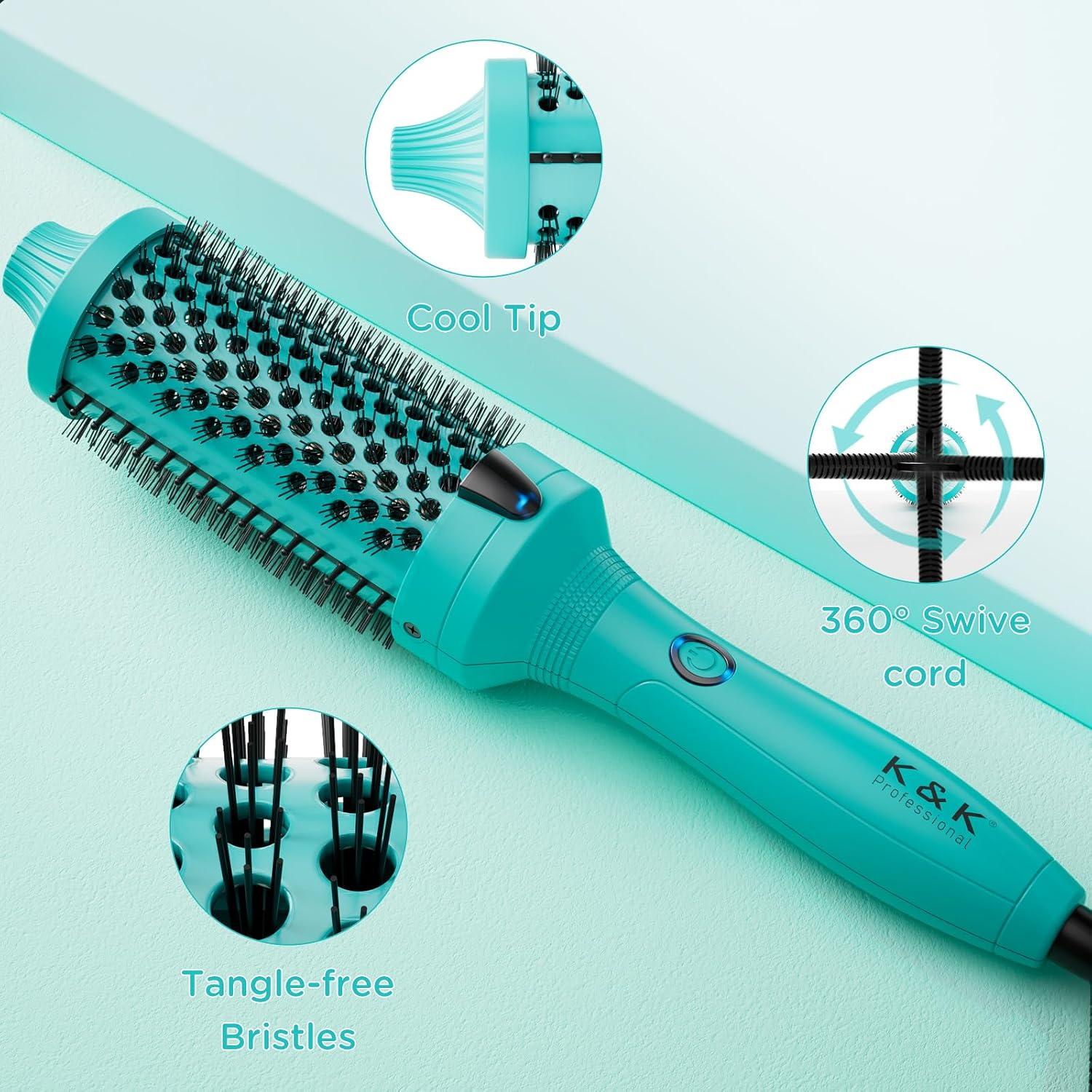 Cepillo Térmico K&K 1.75" Cerámica Iónica Verde Profesional