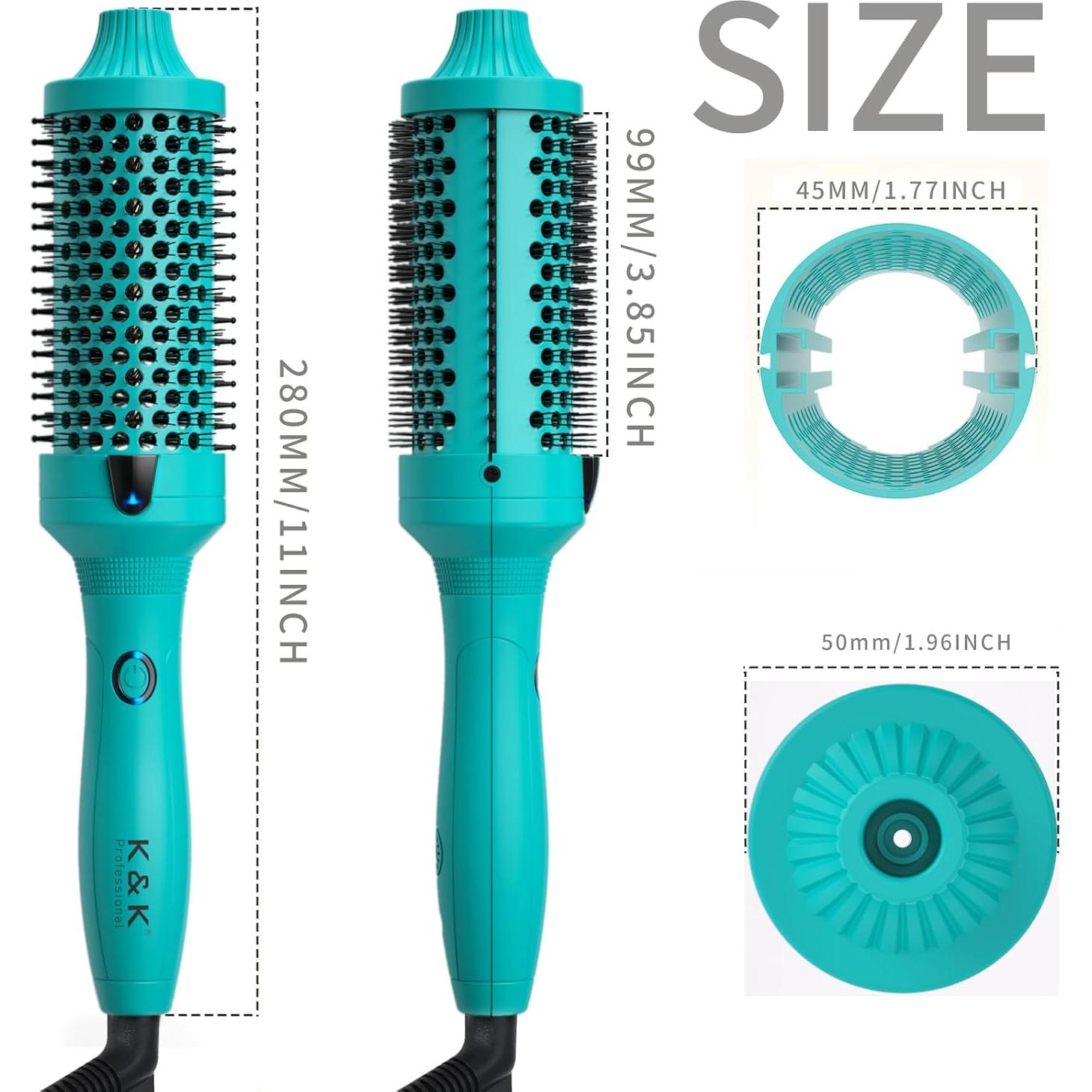 Cepillo Térmico K&K 1.75" Cerámica Iónica Verde Profesional