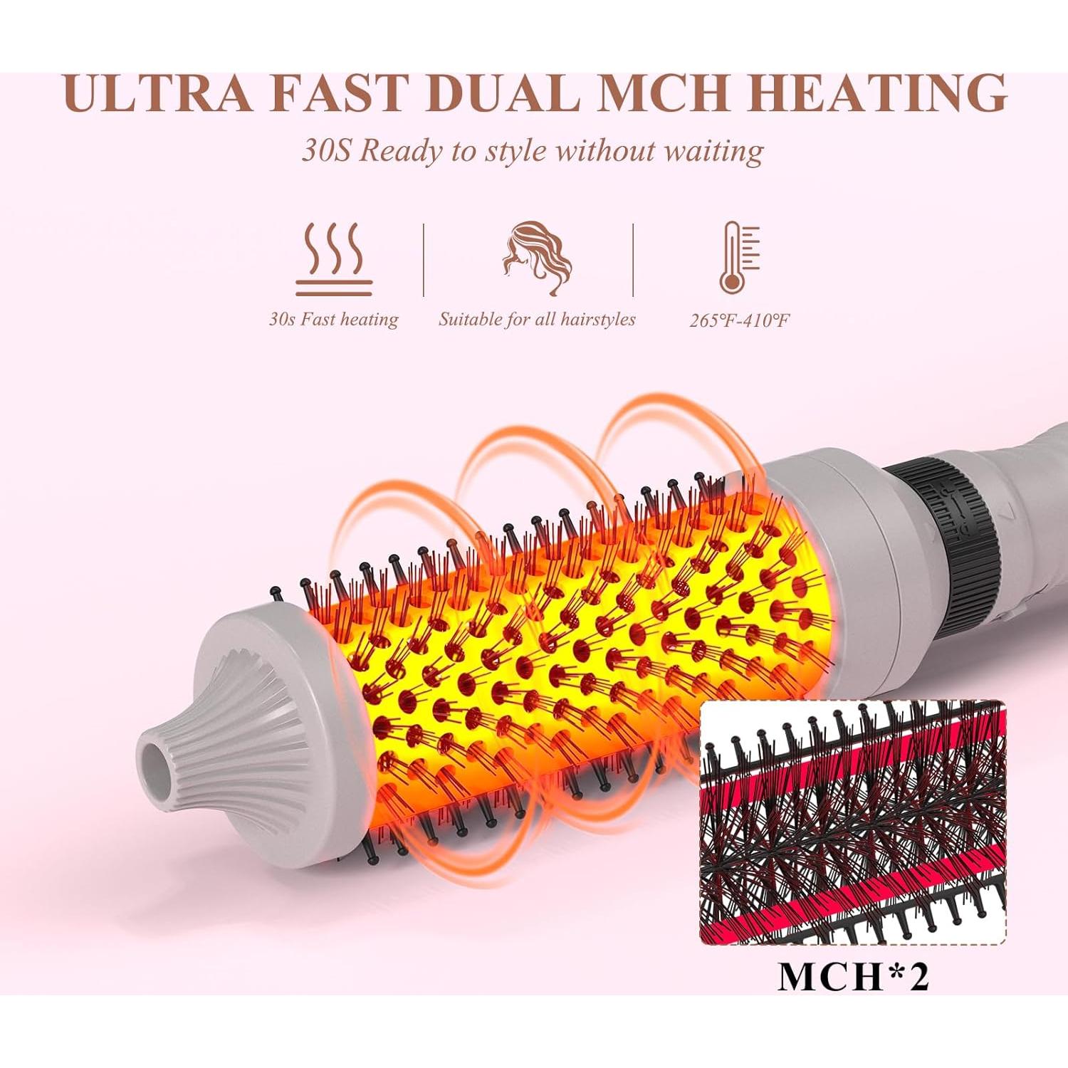 Cepillo Térmico 3 en 1 K&K con Calentamiento Rápido 30s