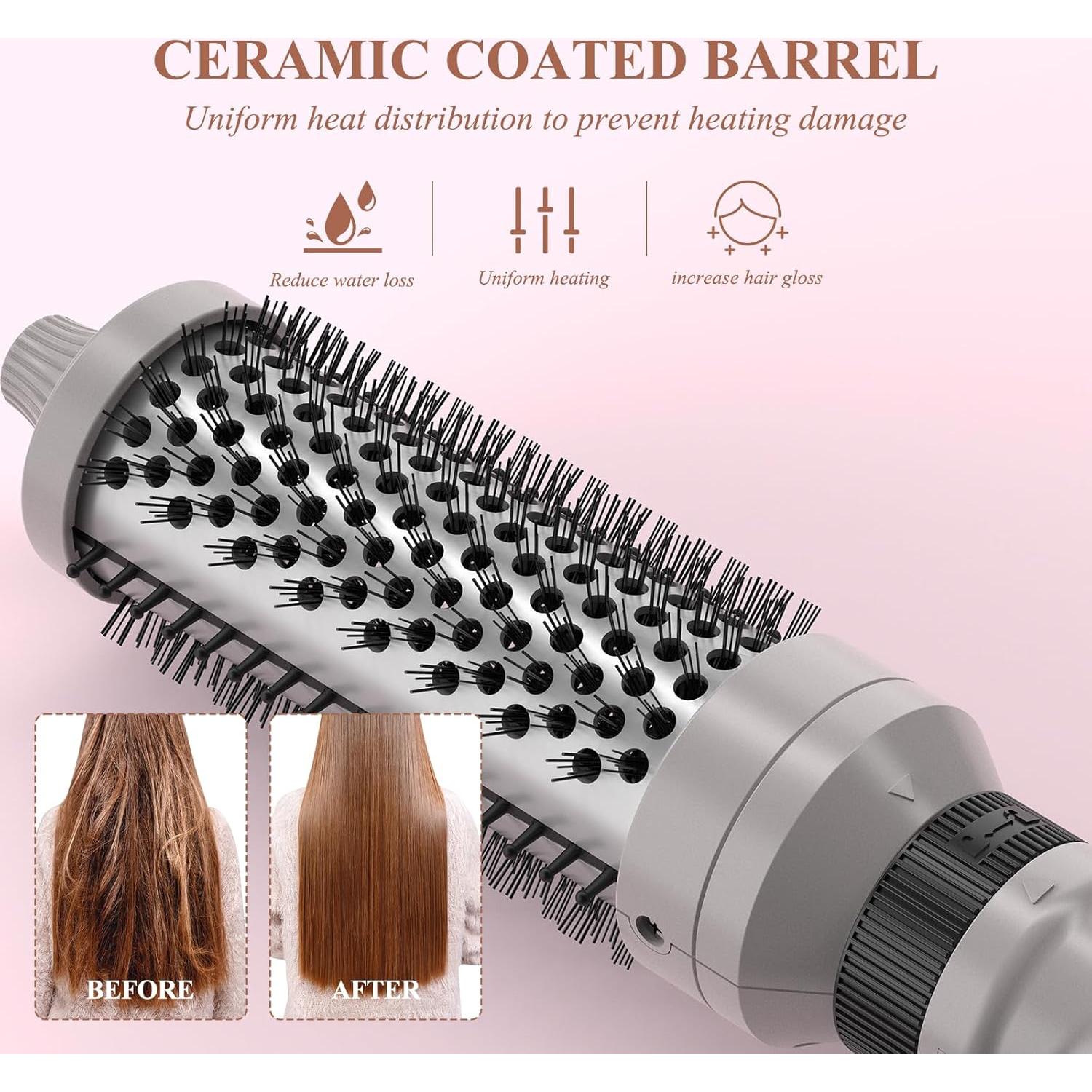 Cepillo Térmico 3 en 1 K&K con Calentamiento Rápido 30s