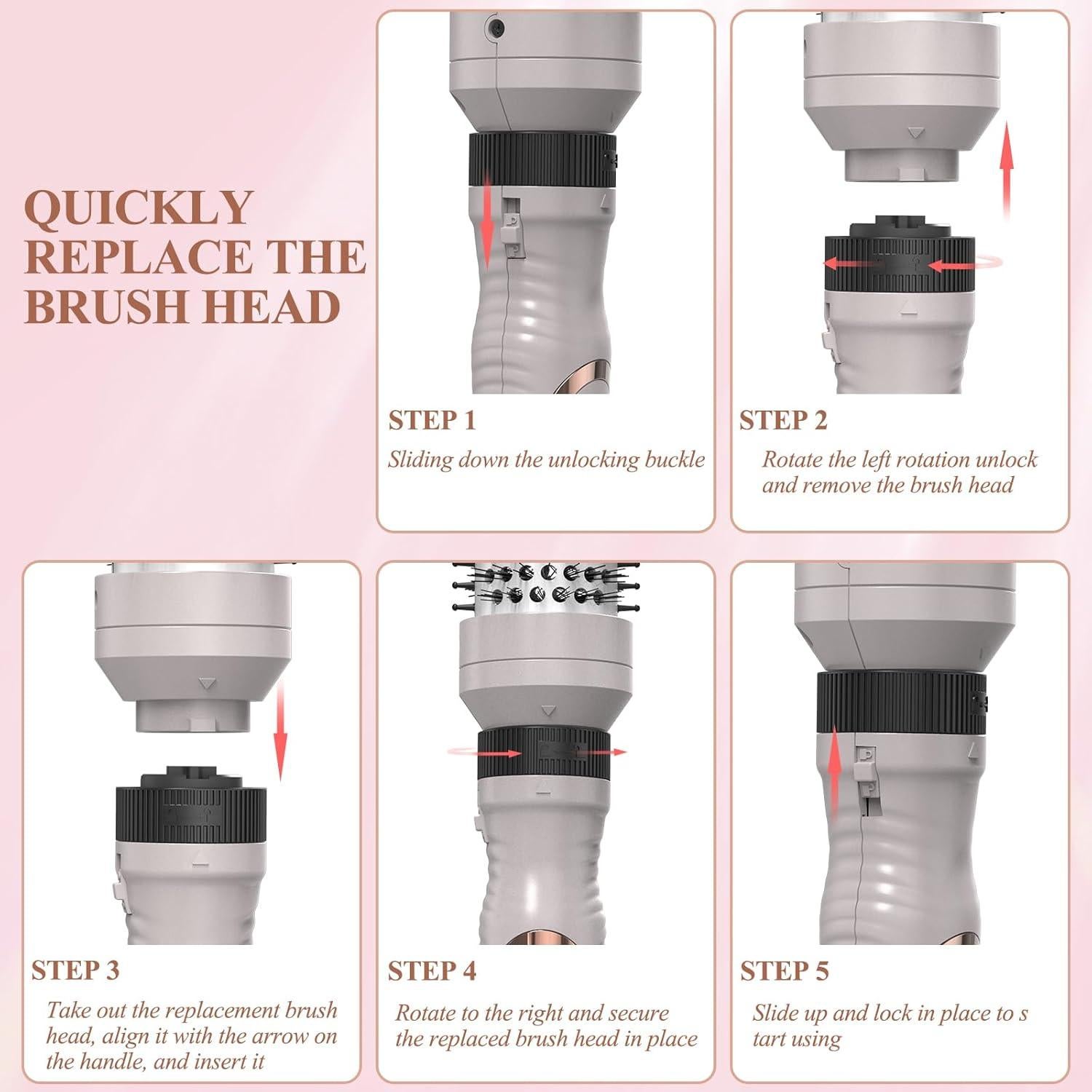 Cepillo Térmico 3 en 1 K&K con Calentamiento Rápido 30s