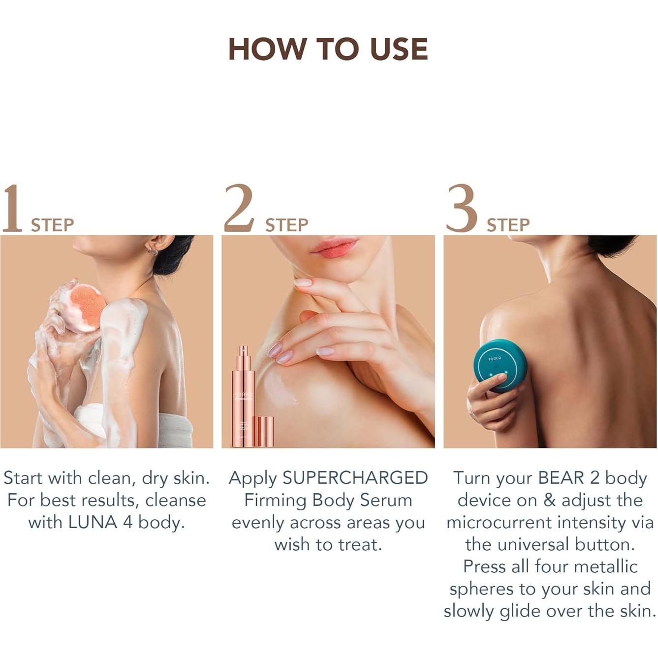 Suero Corporal Reafirmante FOREO SUPERCHARGED 100 ml - Anticelulitis y Ácido Hialurónico