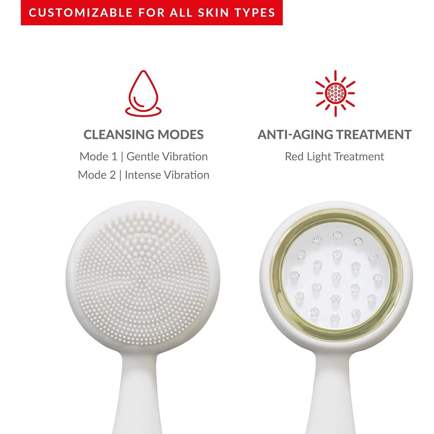 Dispositivo Facial PMD Beauty Redvolution - Cepillo Silicona y Luz Roja