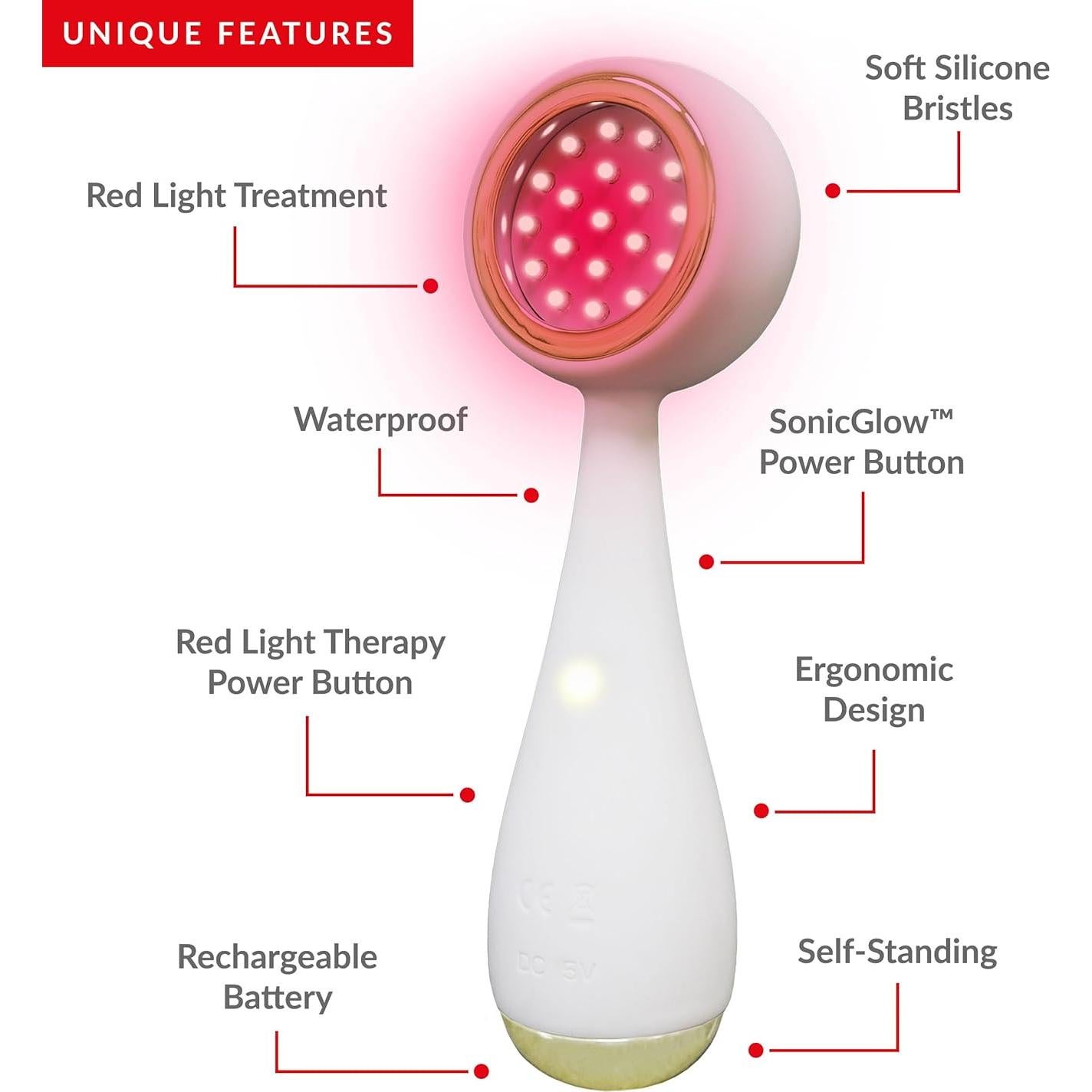 Dispositivo Facial PMD Beauty Redvolution - Cepillo Silicona y Luz Roja