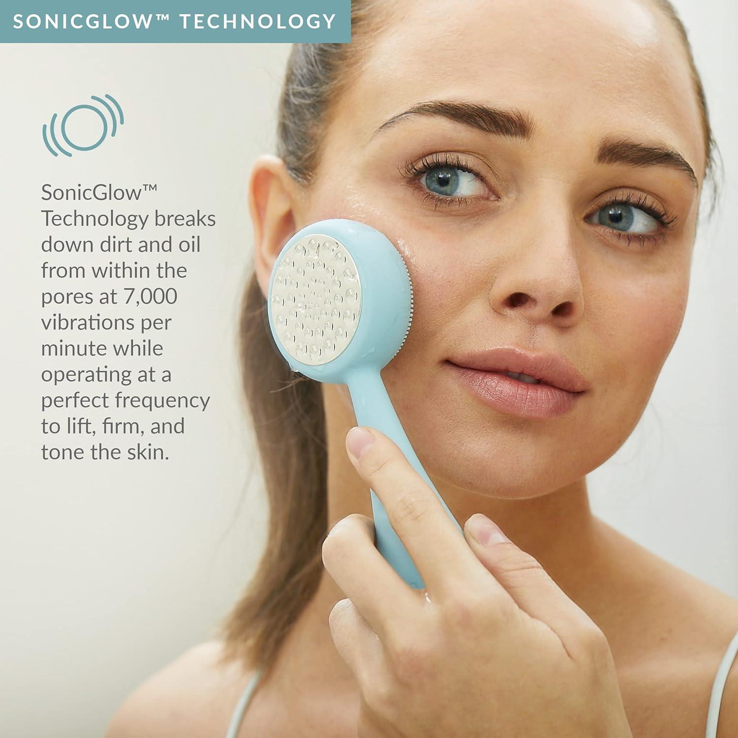 Dispositivo de Limpieza Facial PMD Belleza Pro Plata - Cepillo de Silicona y Masajeador Anti-Envejecimiento