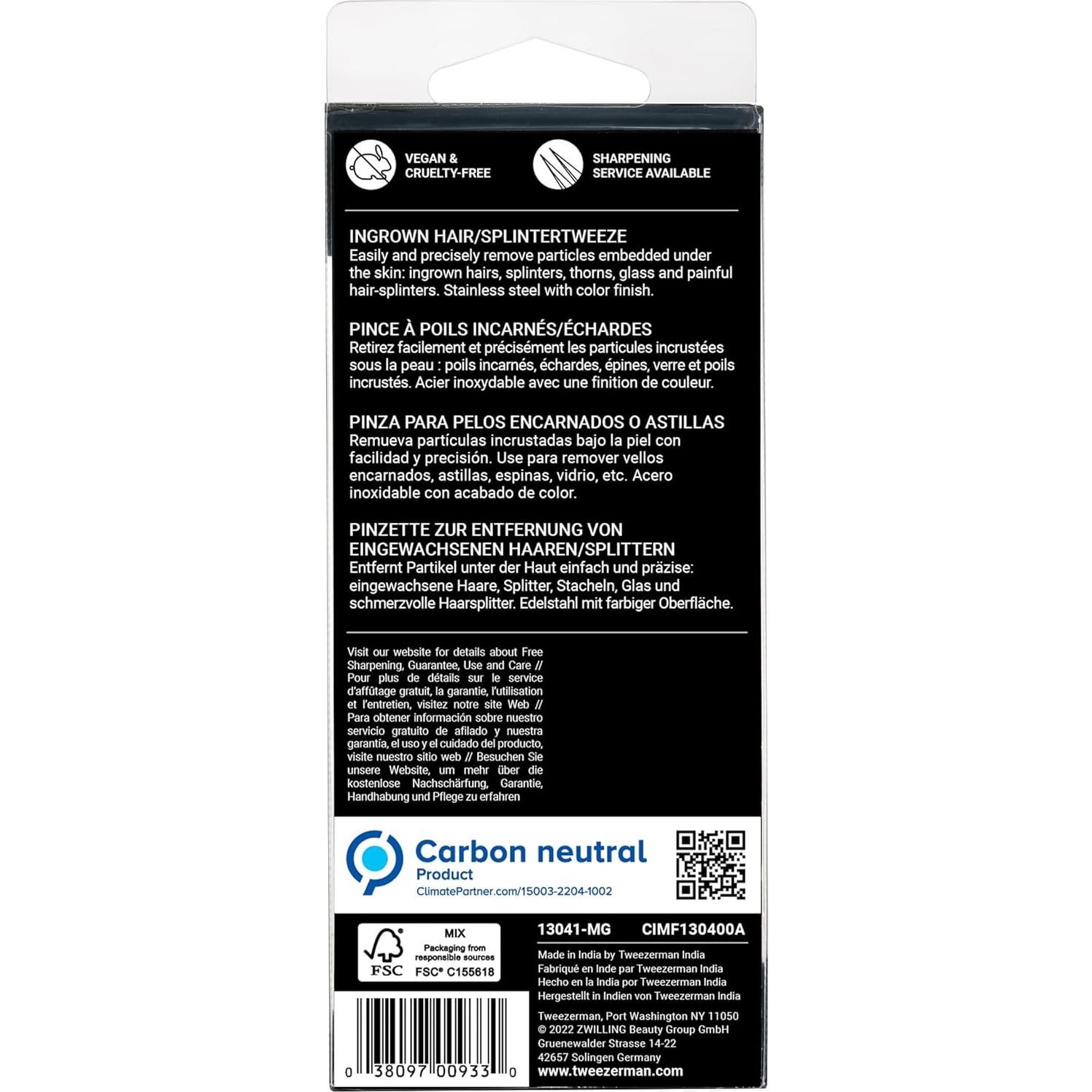 Pinzas para Vello Encarnado Tweezerman G.E.A.R. Acero Inoxidable