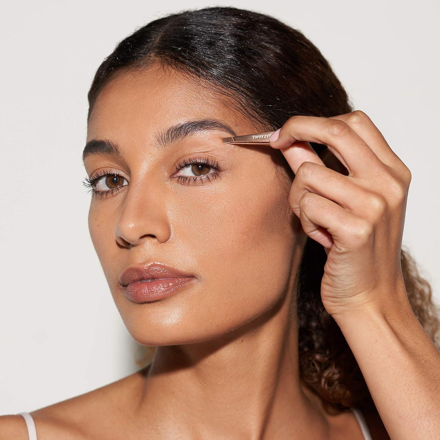 Pinzas Mini Anguladas Tweezerman Oro Rosa con Estuche