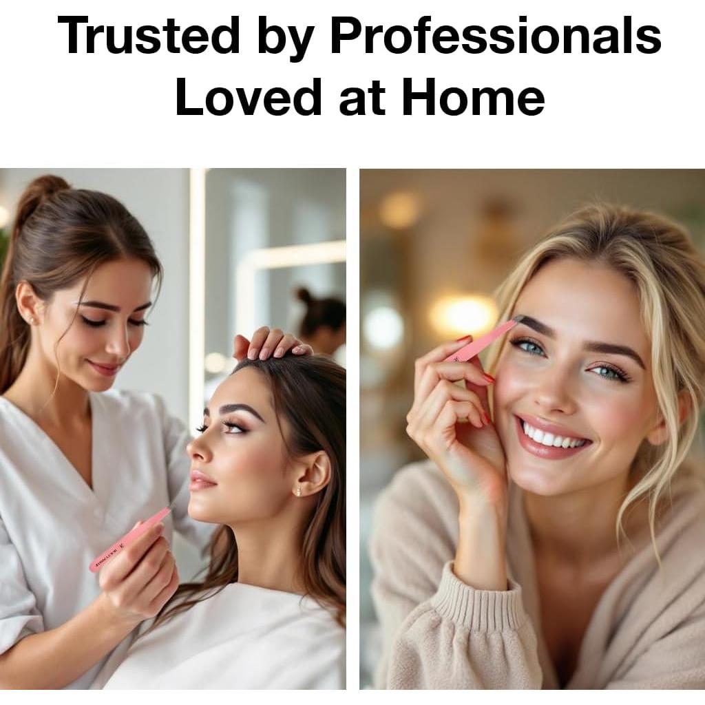 Pinzas de Cejas Beauty Power - Punta Inclinada, Acero Inoxidable, Rosa