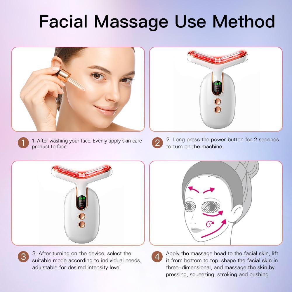 Masajeador Facial LED NUAKENE AM-810W 3 Modos Luz y Calor