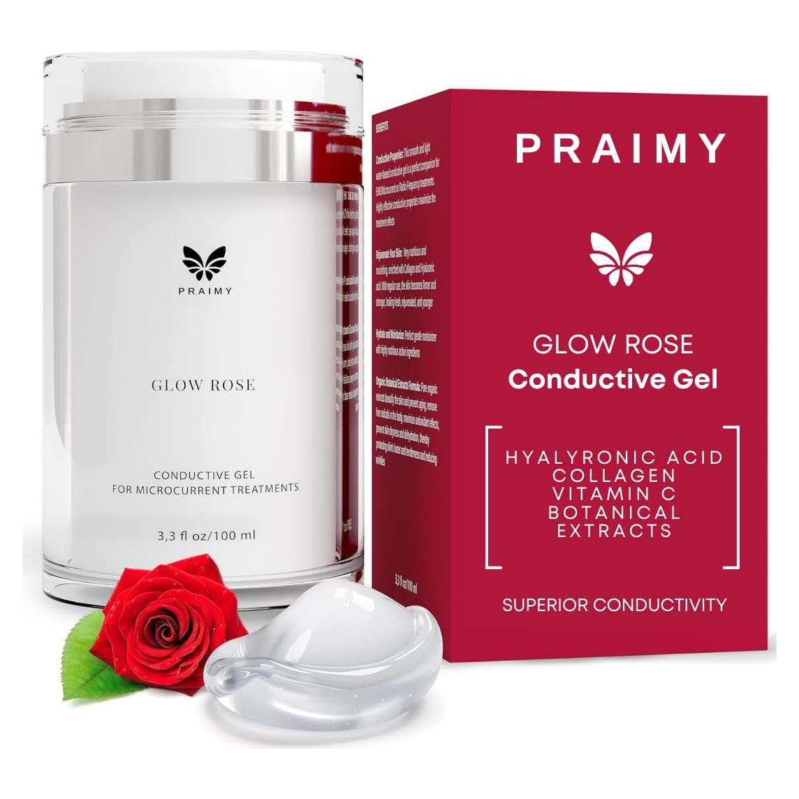 Gel Conductivo PRAIMY Glow Rose 97.6 ml - Microcorriente, RF, EMS