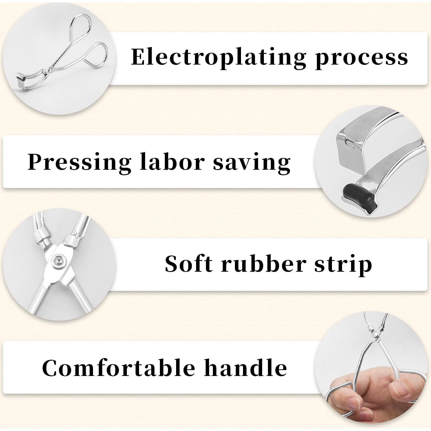 Rizador de Pestañas Qiifaiikooii Ergonómico Acero Inoxidable
