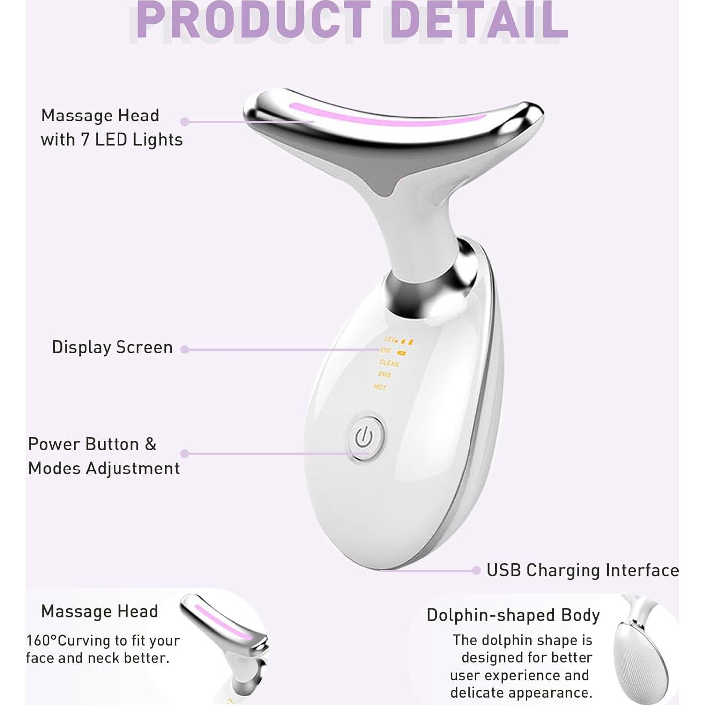 Masajeador Facial SavFinto 7 Colores LED Ergonomico 45°C