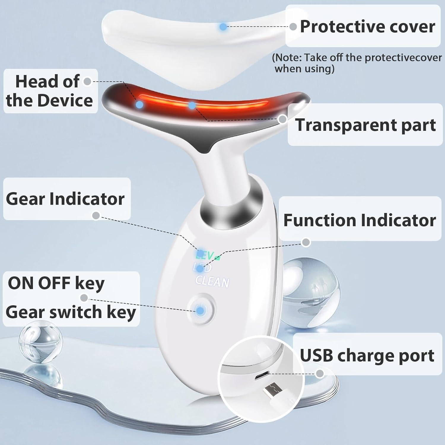 Masajeador Facial 3 en 1 Candio, 7 Modos, Portátil