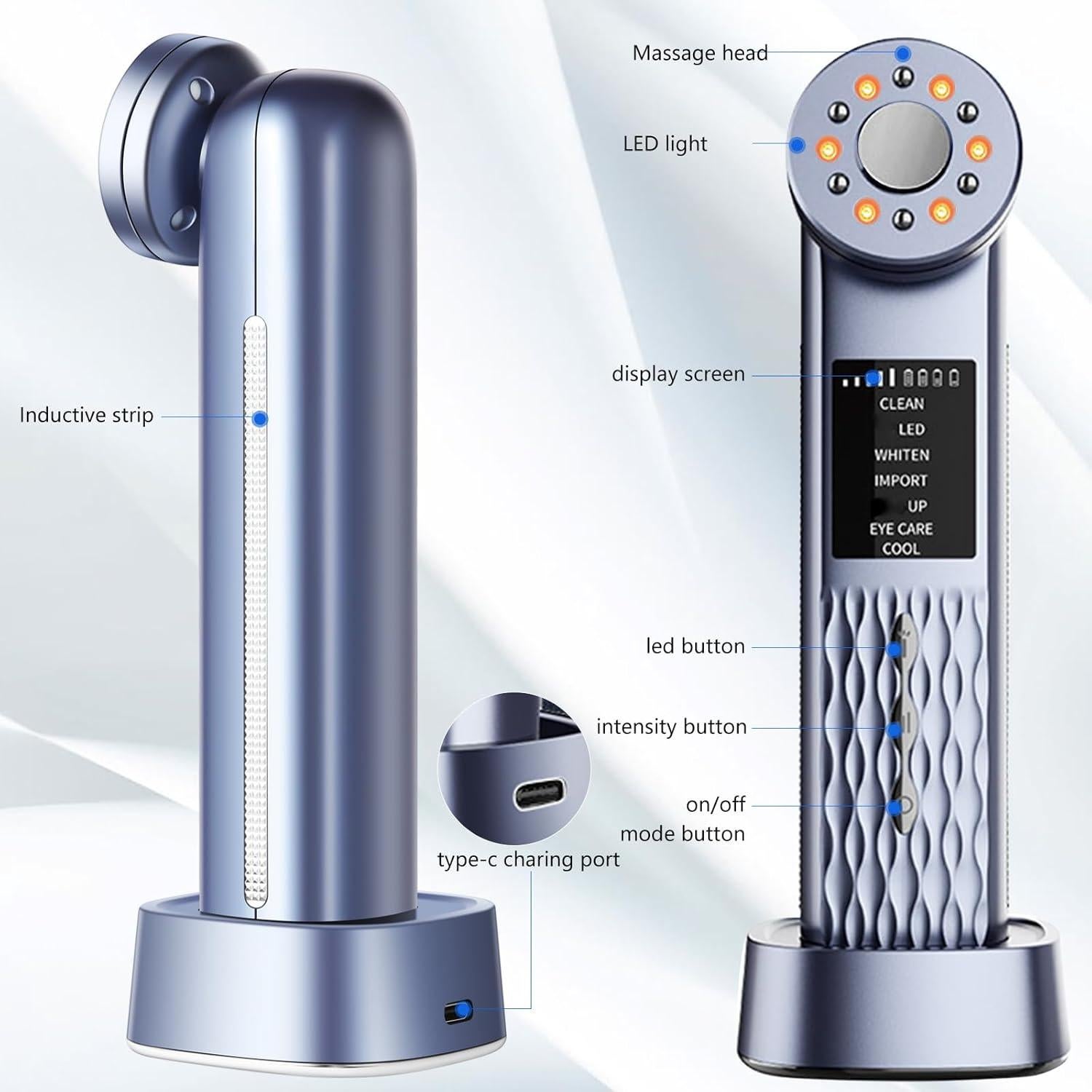 Masajeador Facial Eléctrico MASIKE 7 en 1 para Cuidado de la Piel