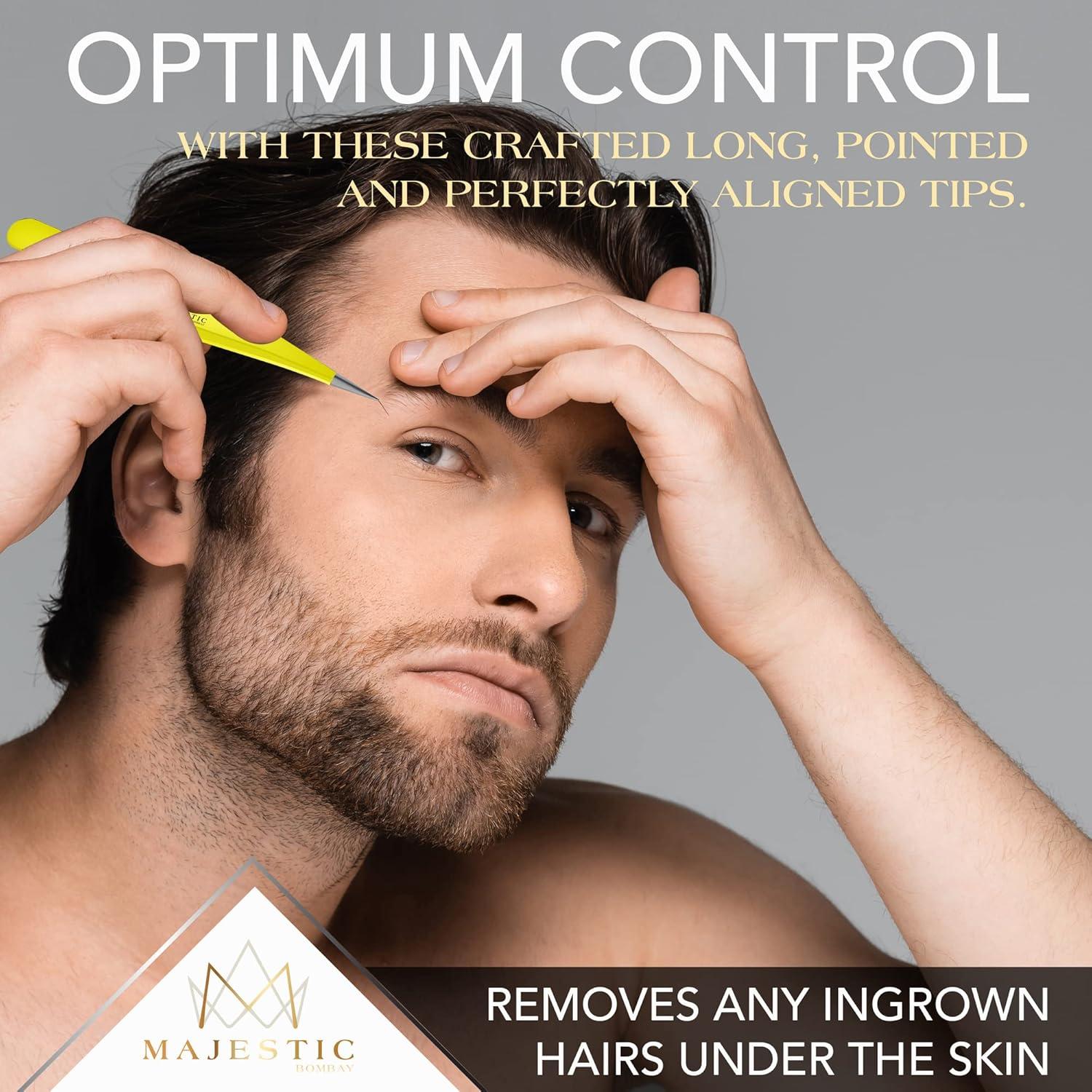 Pinzas de Punta Fina Majestic Bombay - Precisión para Cejas y Vello